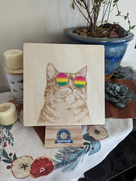 Cool Cat Vibes Pyrography Wall/Desk Art