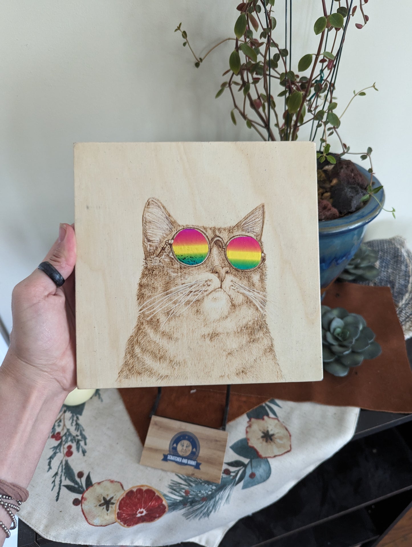 Cool Cat Vibes Pyrography Wall/Desk Art