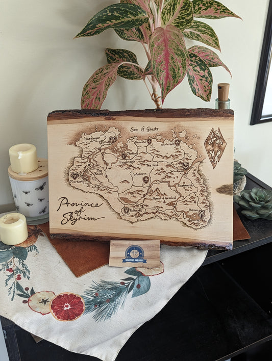 'Province of Skyrim' Pyrography Map Desk/Wall Art