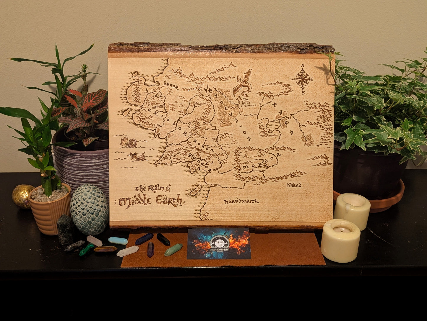 'The Realm of Middle Earth' Map, Pyrography Map Desk/Wall Art