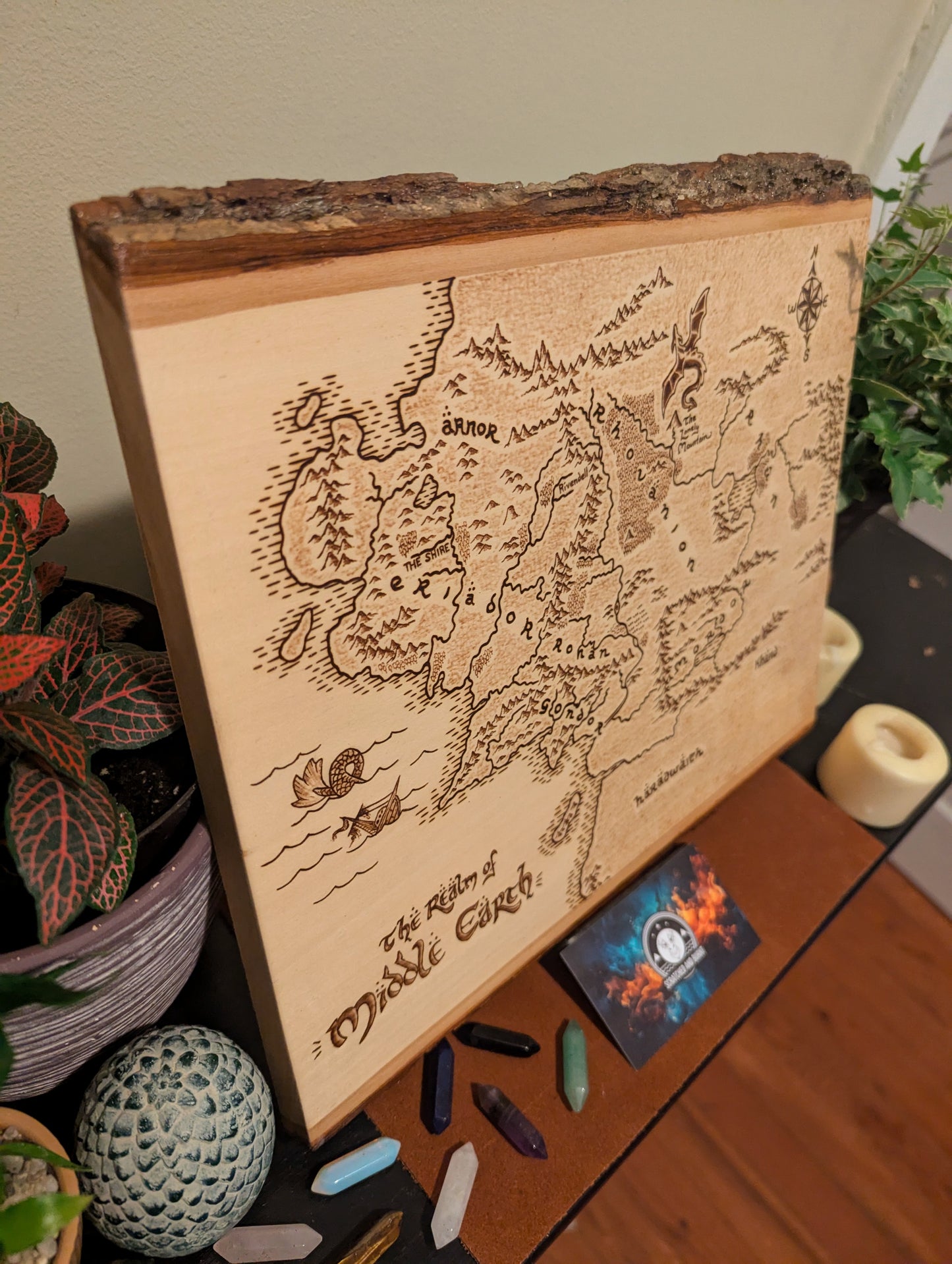 'The Realm of Middle Earth' Map, Pyrography Map Desk/Wall Art