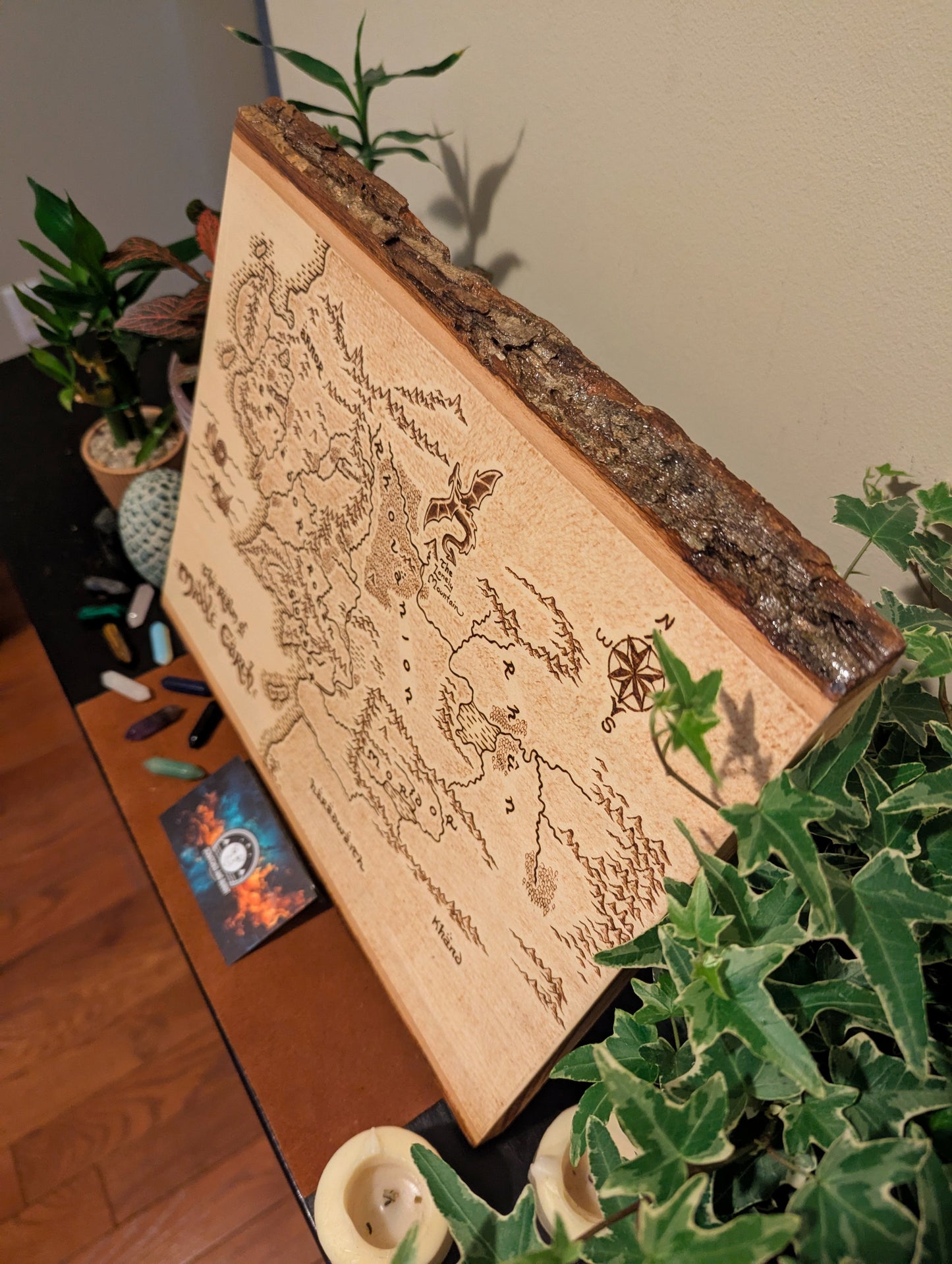 'The Realm of Middle Earth' Map, Pyrography Map Desk/Wall Art