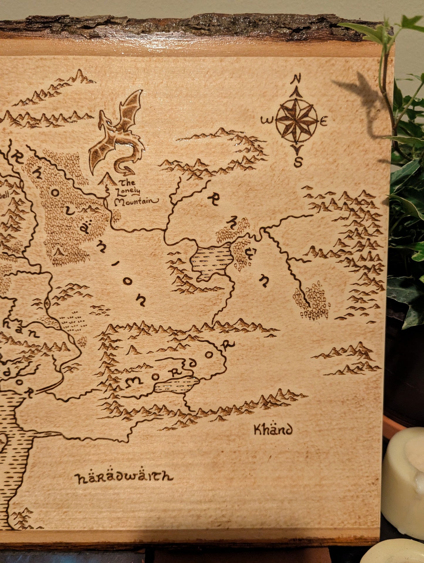 'The Realm of Middle Earth' Map, Pyrography Map Desk/Wall Art