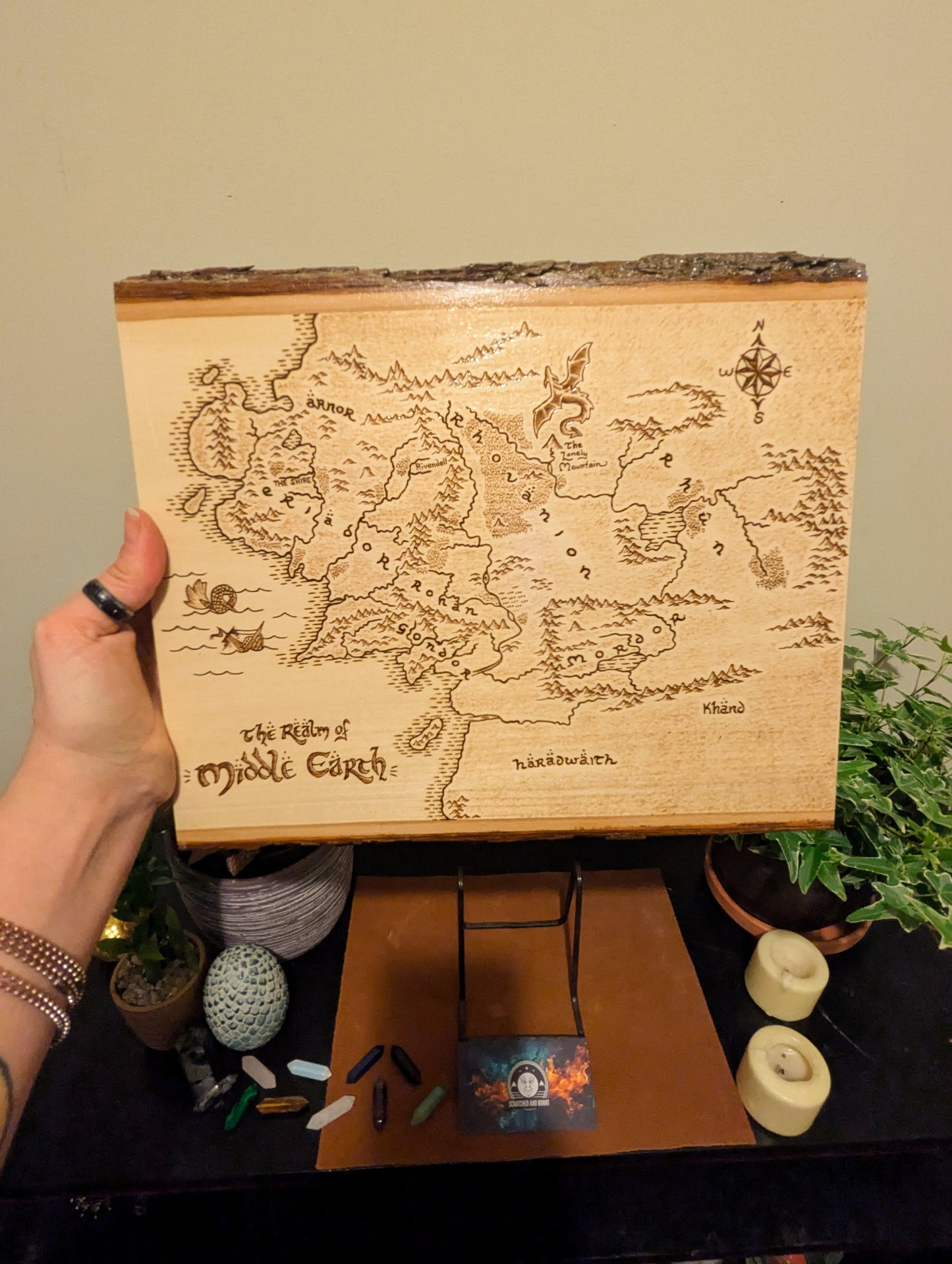'The Realm of Middle Earth' Map, Pyrography Map Desk/Wall Art