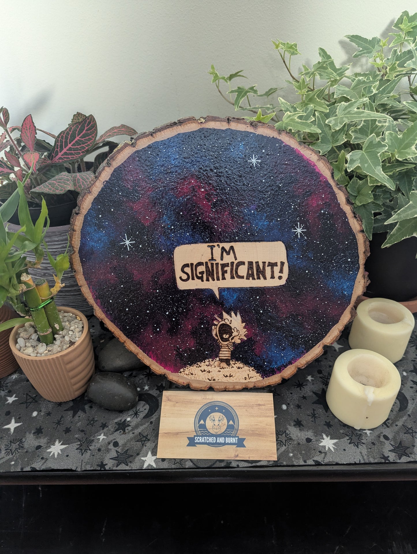 Calvin and Hobbes 'I'm Significant!' Pyrography on Wood Canvas