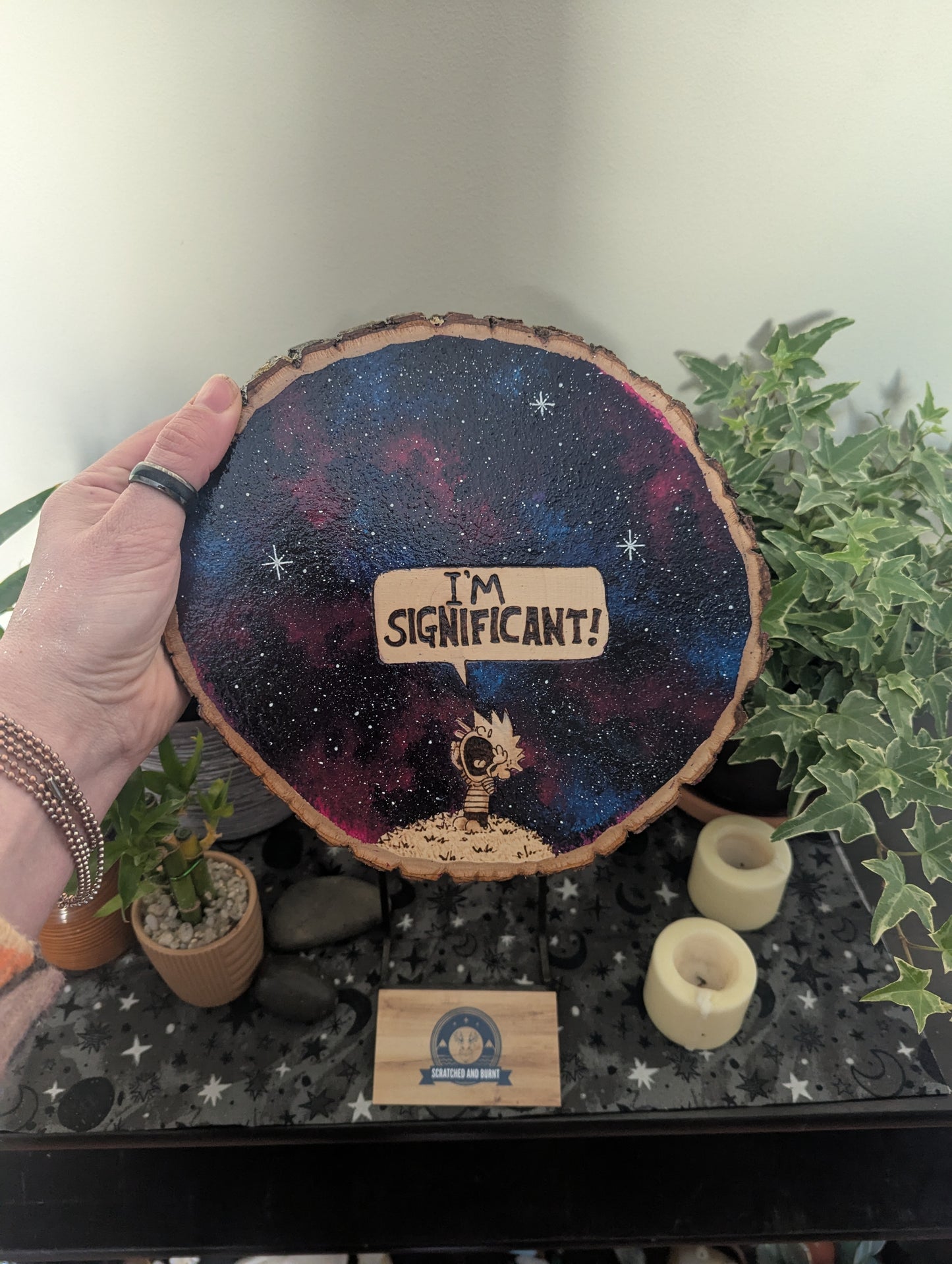Calvin and Hobbes 'I'm Significant!' Pyrography on Wood Canvas