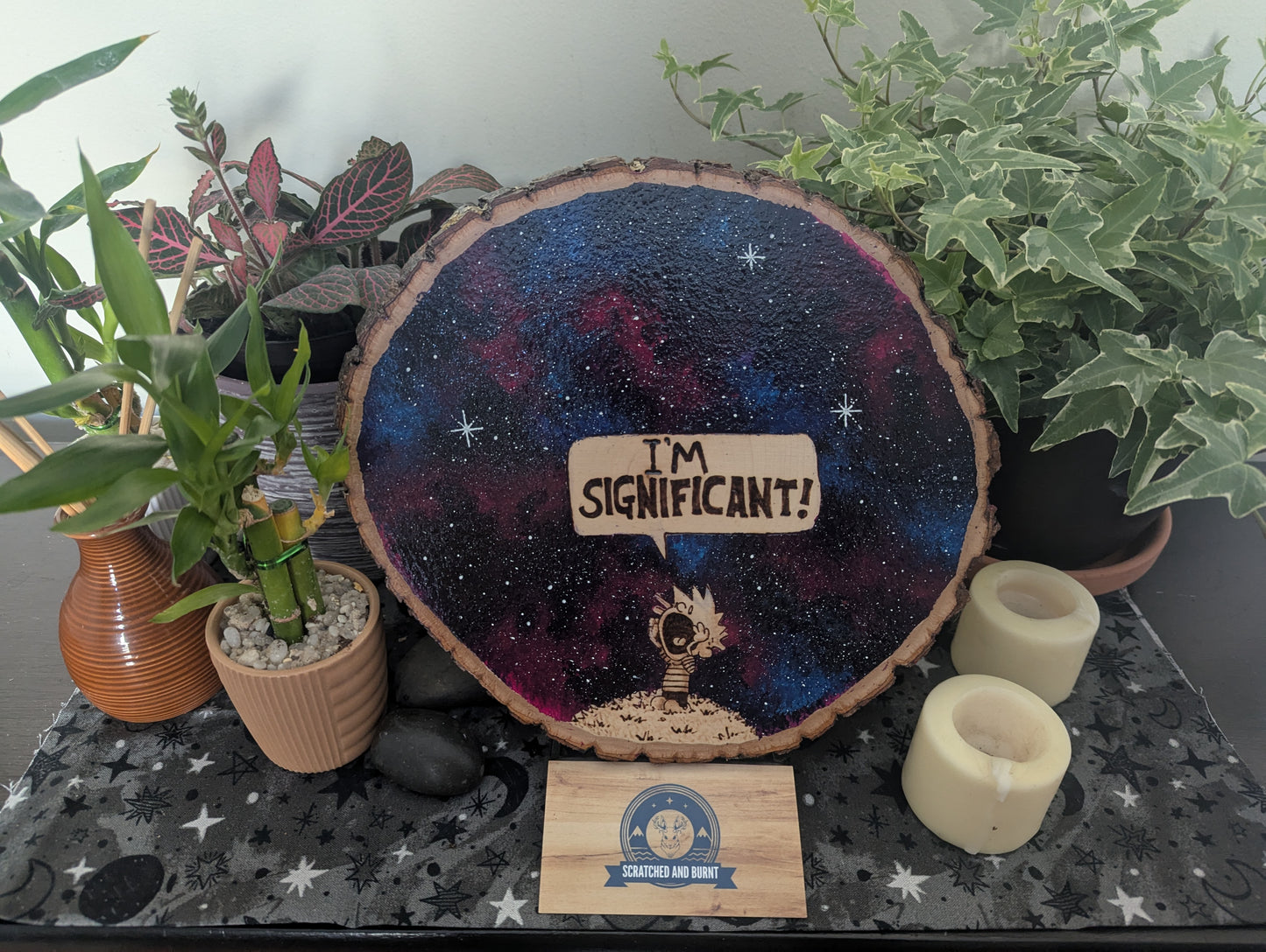 Calvin and Hobbes 'I'm Significant!' Pyrography on Wood Canvas