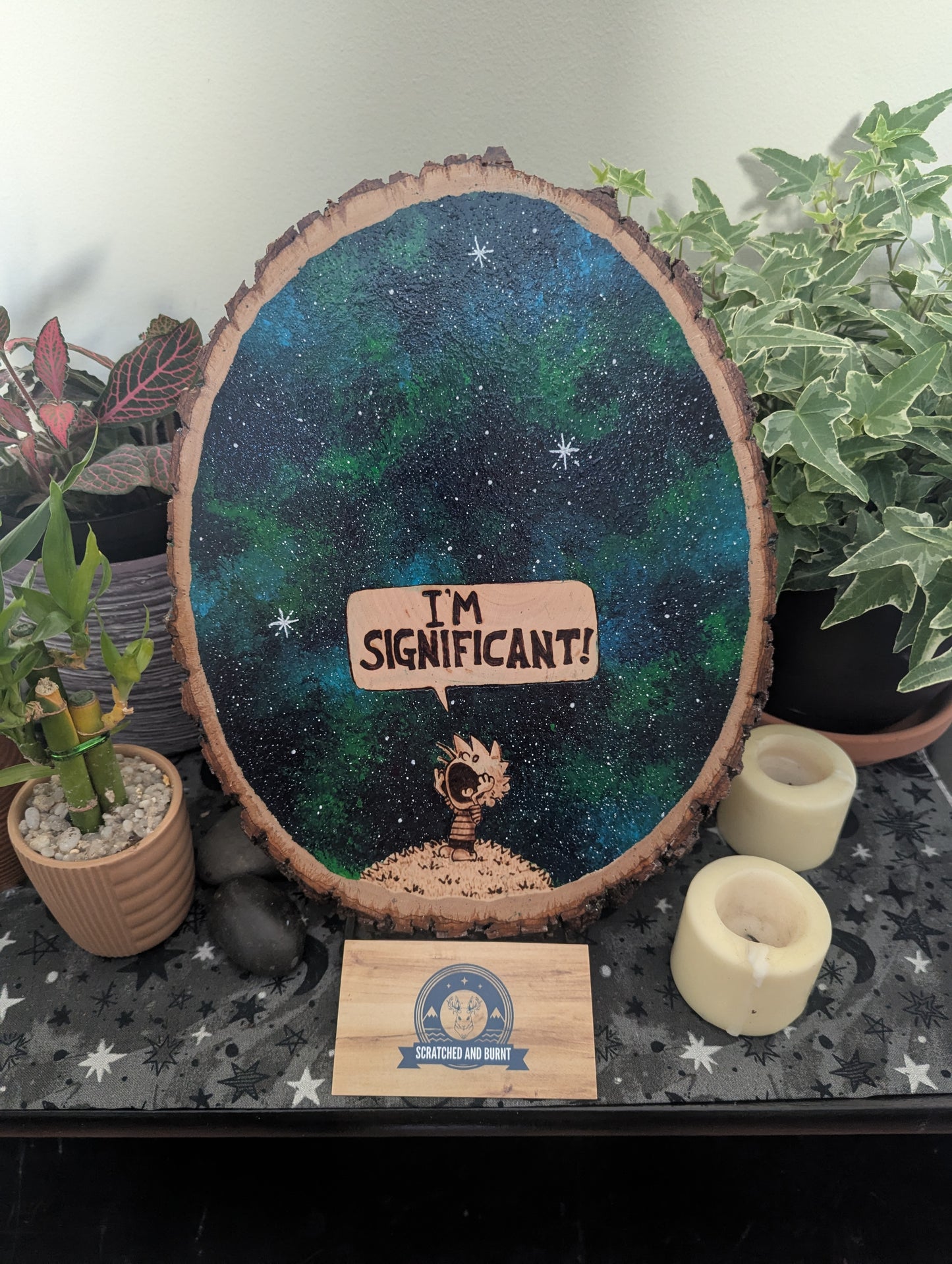 Calvin and Hobbes 'I'm Significant!' Pyrography on Wood Canvas
