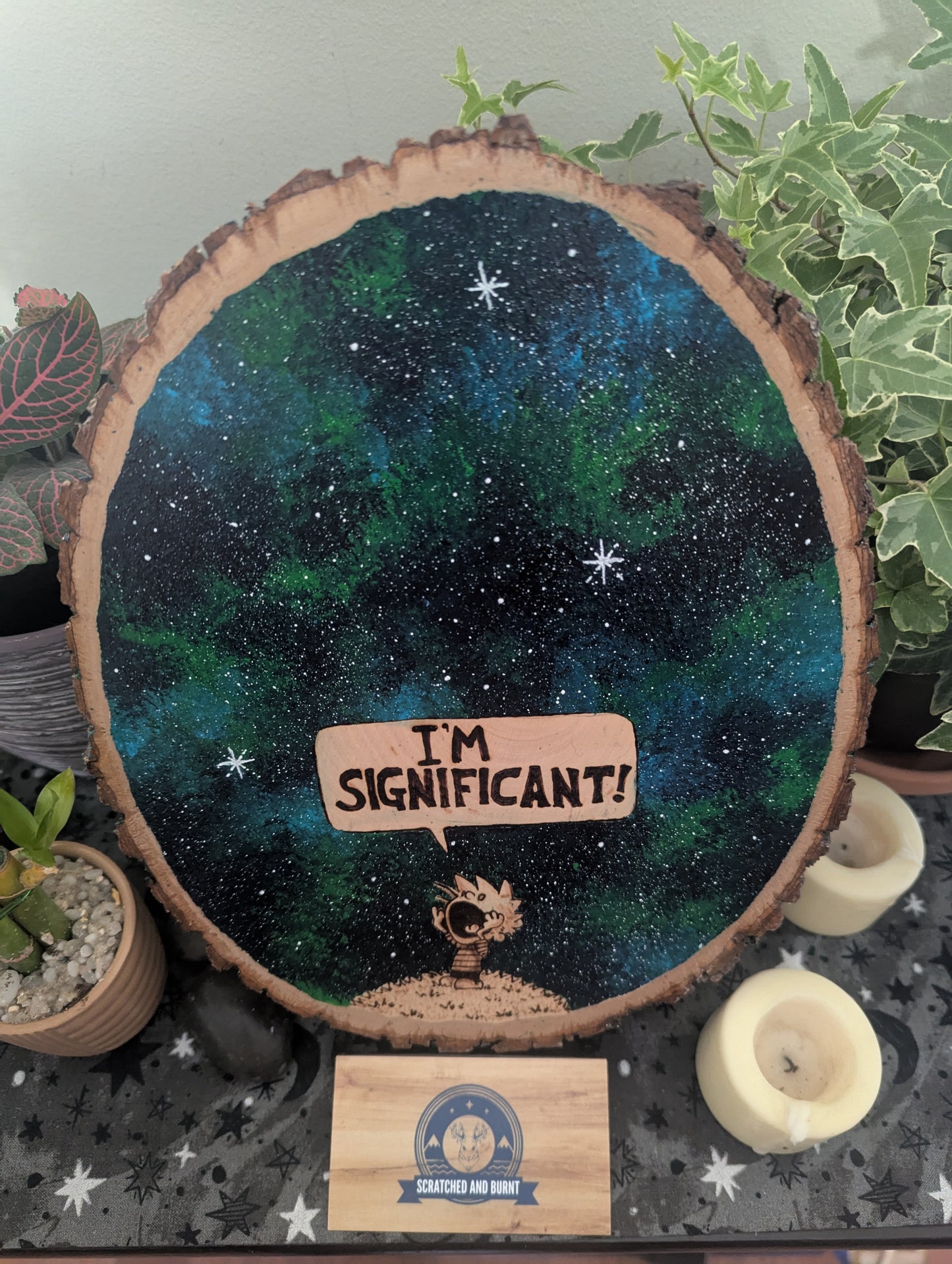 Calvin and Hobbes 'I'm Significant!' Pyrography on Wood Canvas