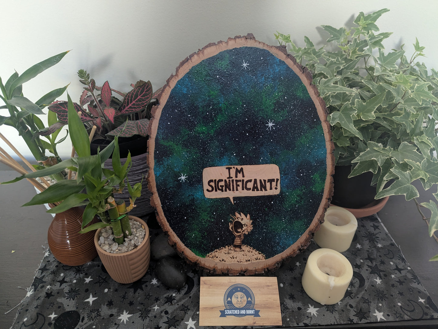 Calvin and Hobbes 'I'm Significant!' Pyrography on Wood Canvas