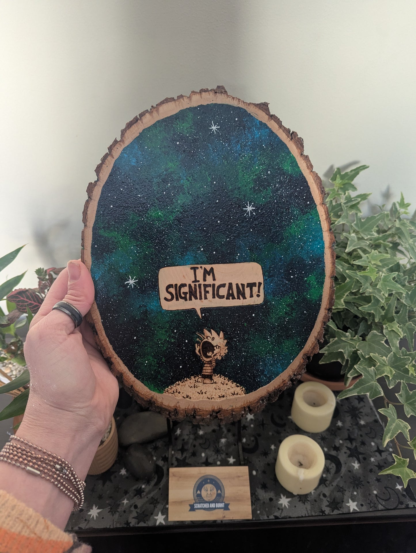 Calvin and Hobbes 'I'm Significant!' Pyrography on Wood Canvas