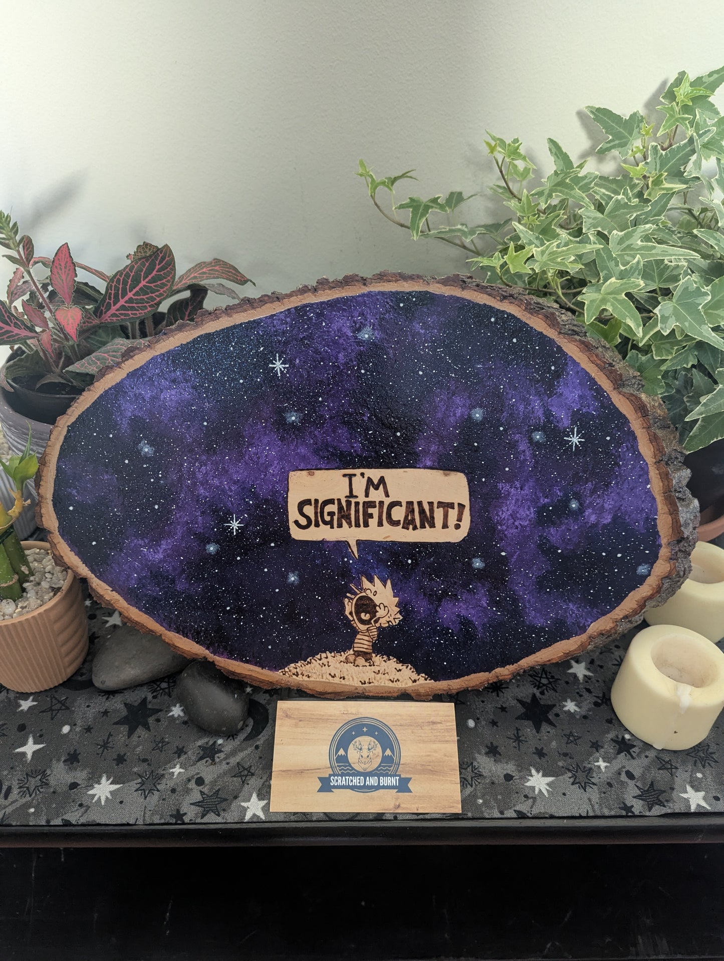Calvin and Hobbes 'I'm Significant!' Pyrography on Wood Canvas