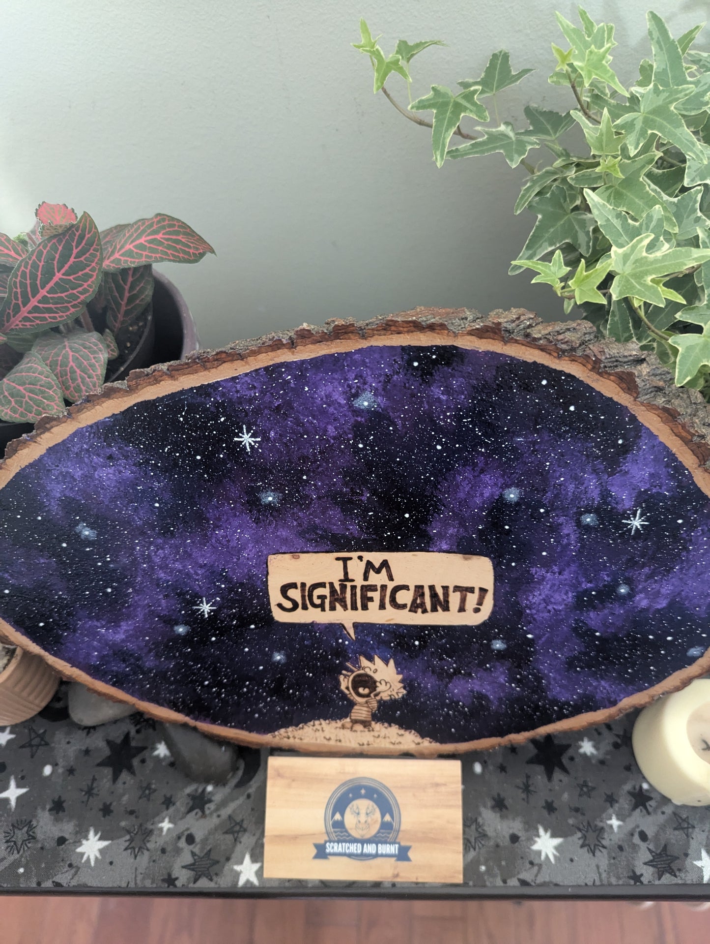 Calvin and Hobbes 'I'm Significant!' Pyrography on Wood Canvas