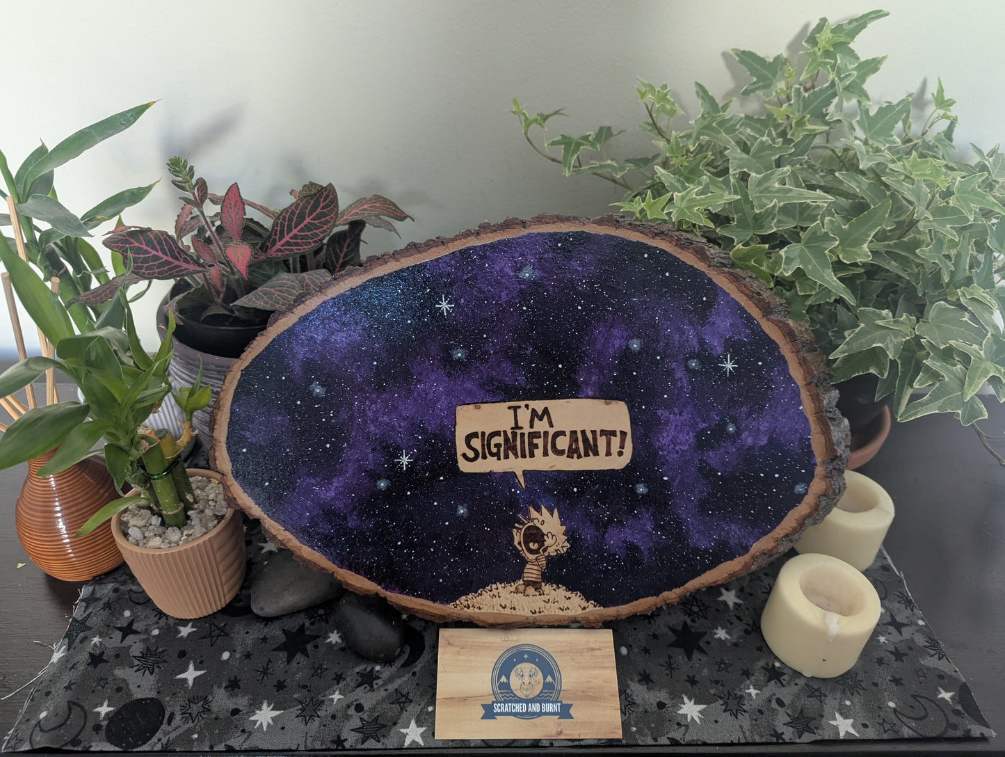 Calvin and Hobbes 'I'm Significant!' Pyrography on Wood Canvas