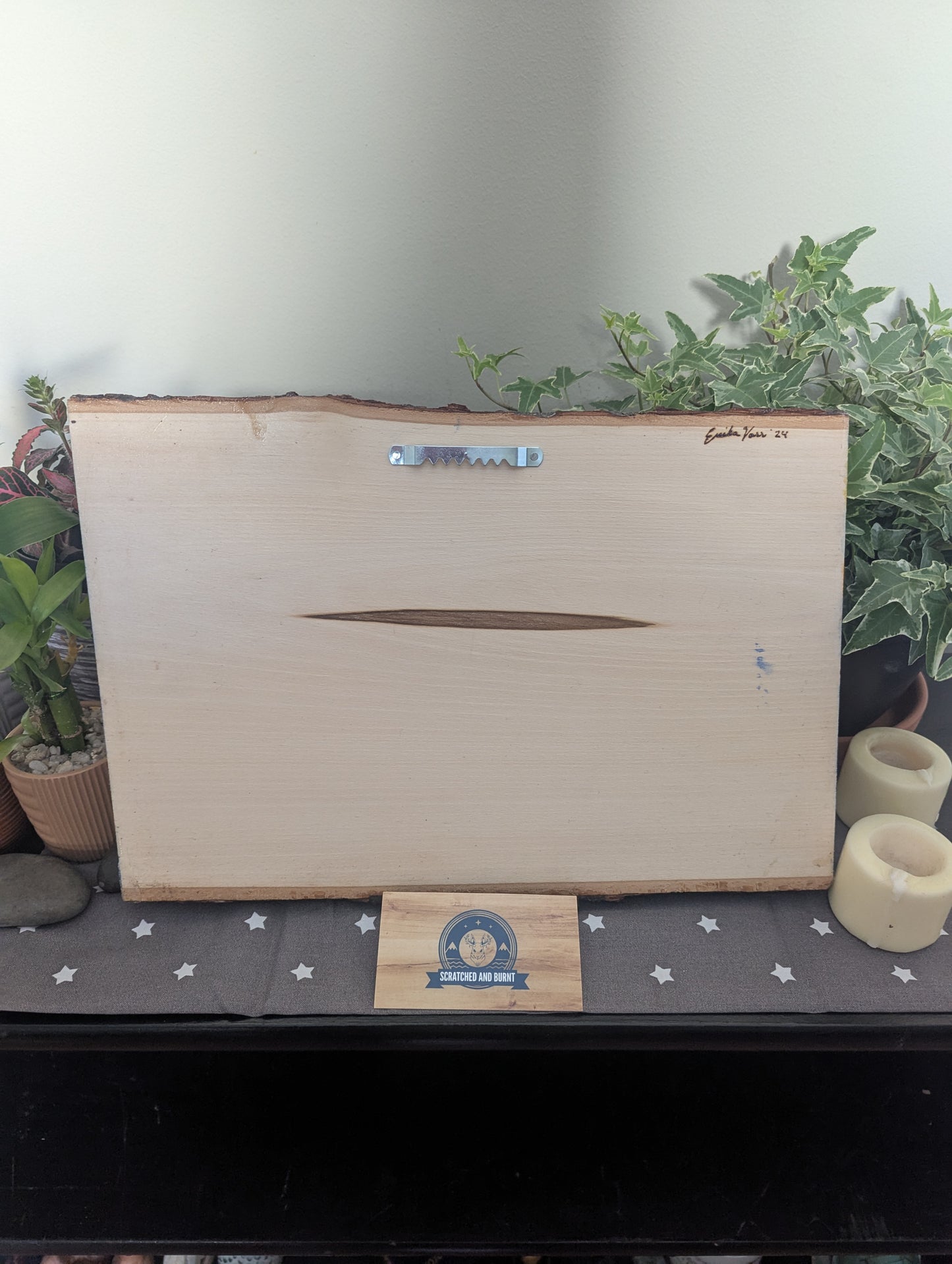 Calvin and Hobbes 'Enjoy the Sunset' Pyrography on Wood Canvas
