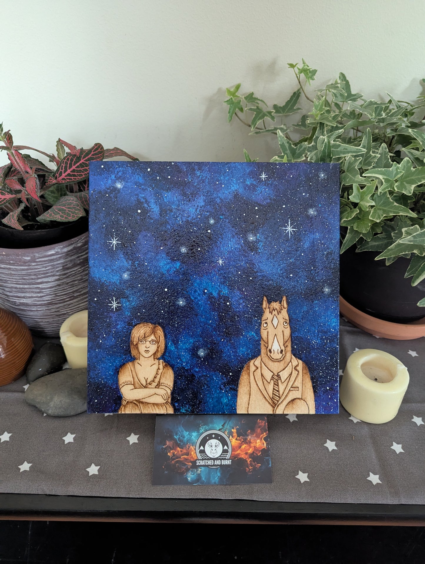 BoJack Horseman, 'Nice While it Lasted', Pyrography with Acrylics, on Wood