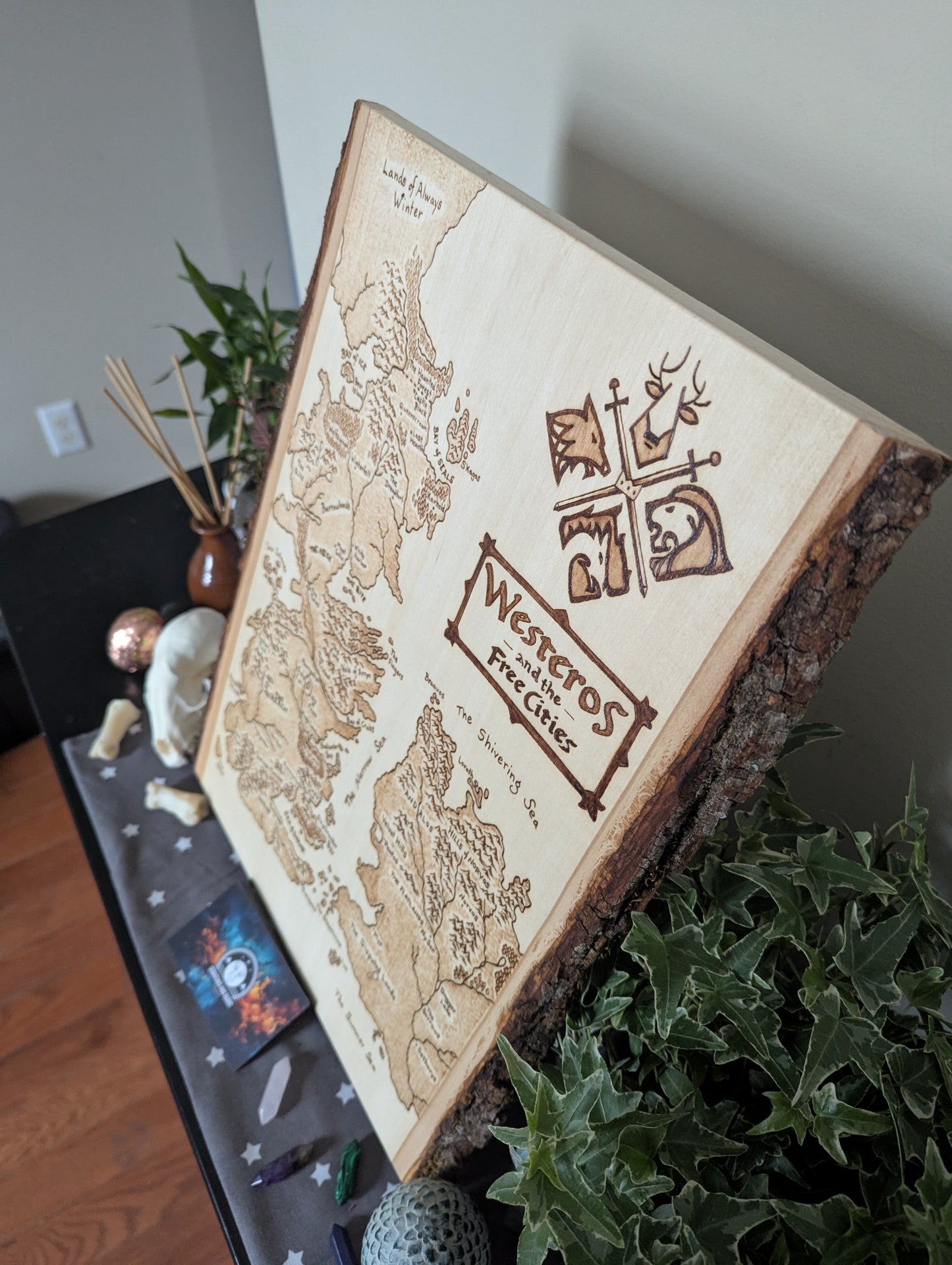 'Westeros and the Free Cities', Game of Thrones Pyrography Map Desk/Wall Art