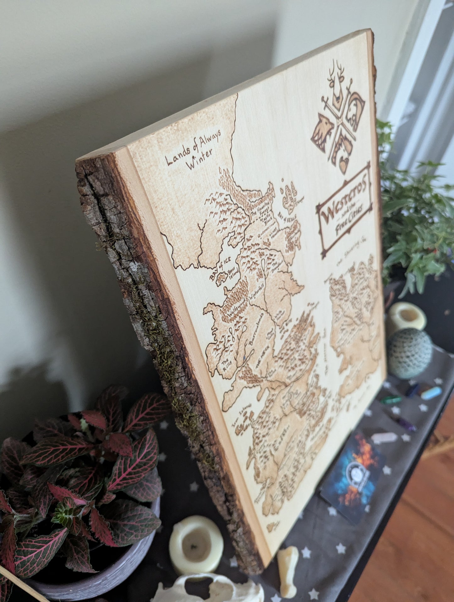 'Westeros and the Free Cities', Game of Thrones Pyrography Map Desk/Wall Art