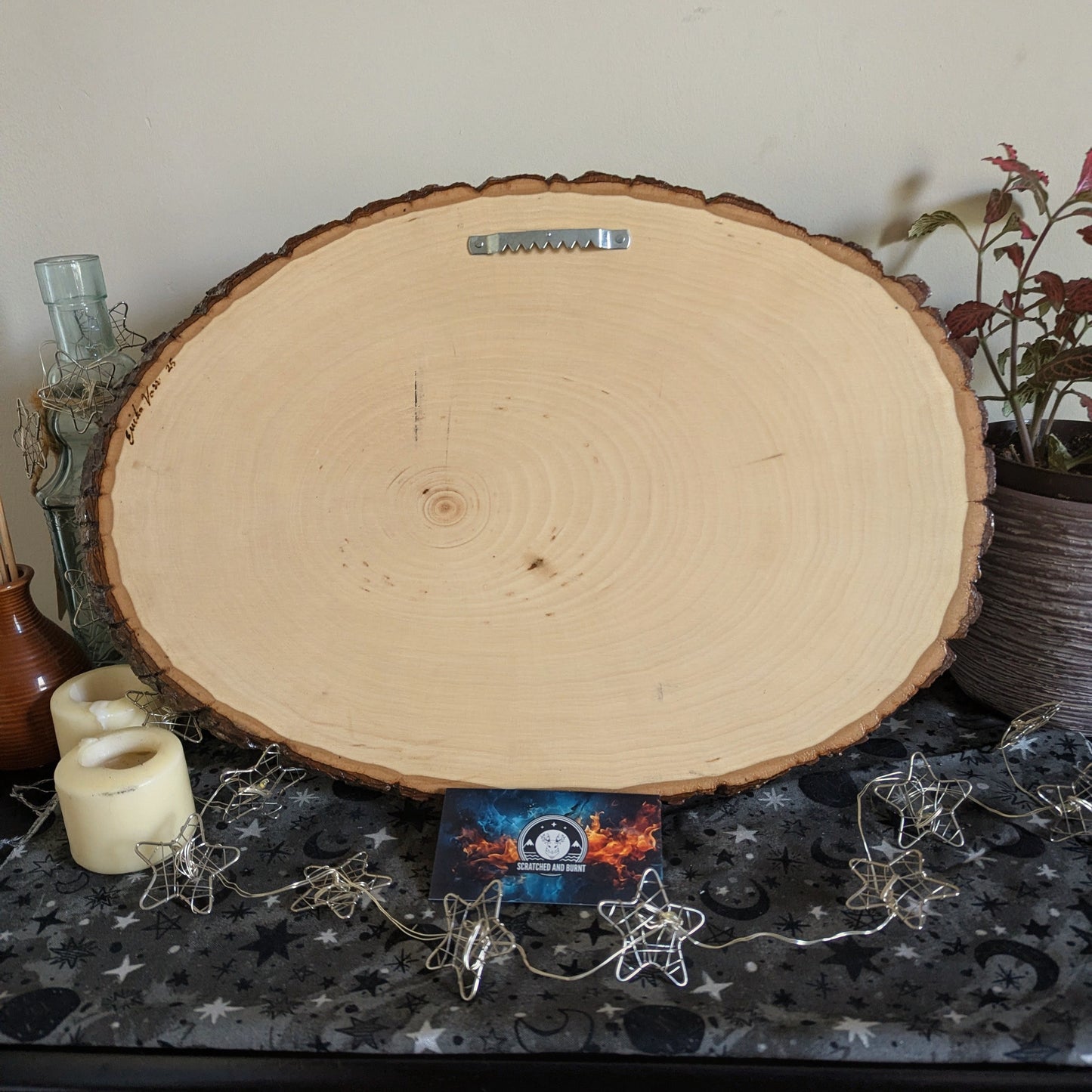 'Keeper of the Stars', Pyrography w/ Acrylics, Desk/Wall Art