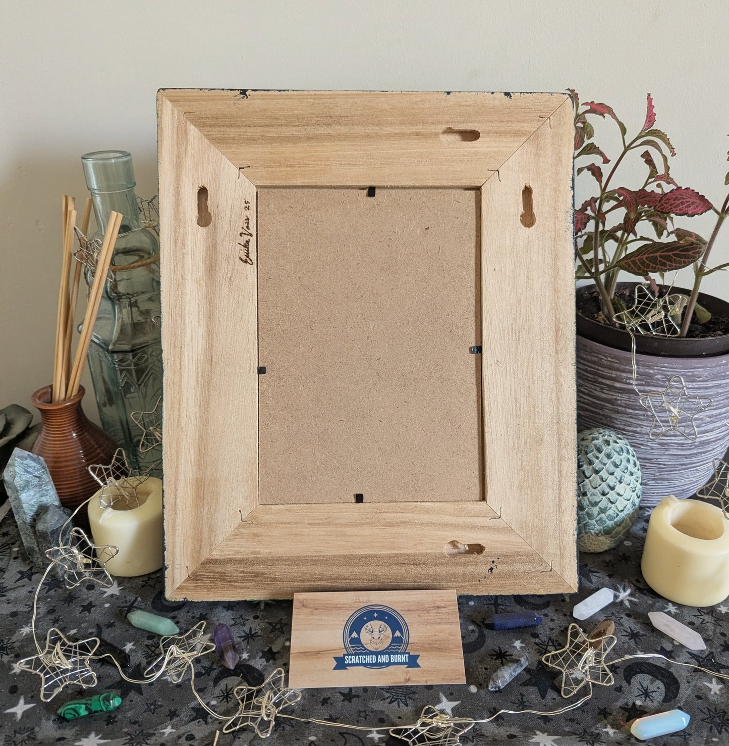 Green Galaxy Themed Picture Frame, Painted Acrylic