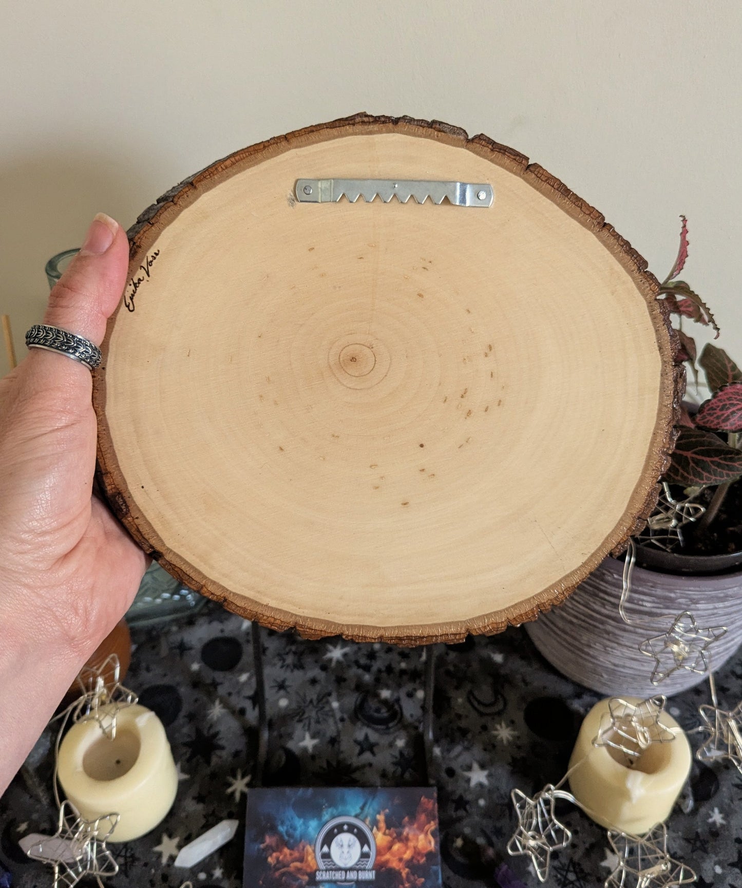 'Songbird in Bloom', Pyrography w/ Watercolors on Basswood, Desk/Wall Art