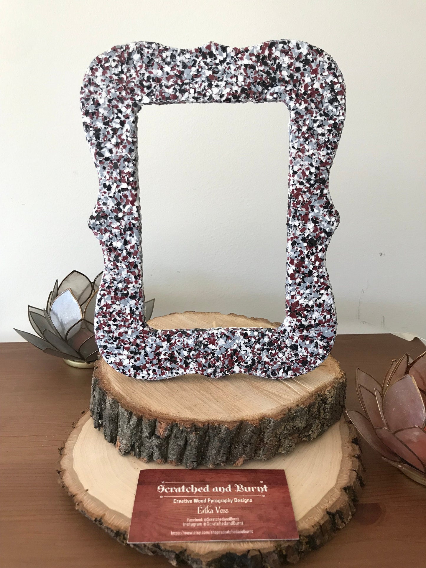 Wooden Curved Picture Frame with "Lighthouse" Color Flake Texture