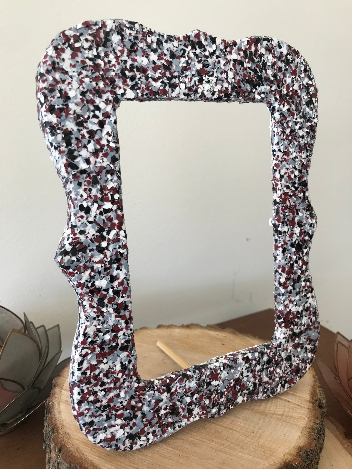 Wooden Curved Picture Frame with "Lighthouse" Color Flake Texture