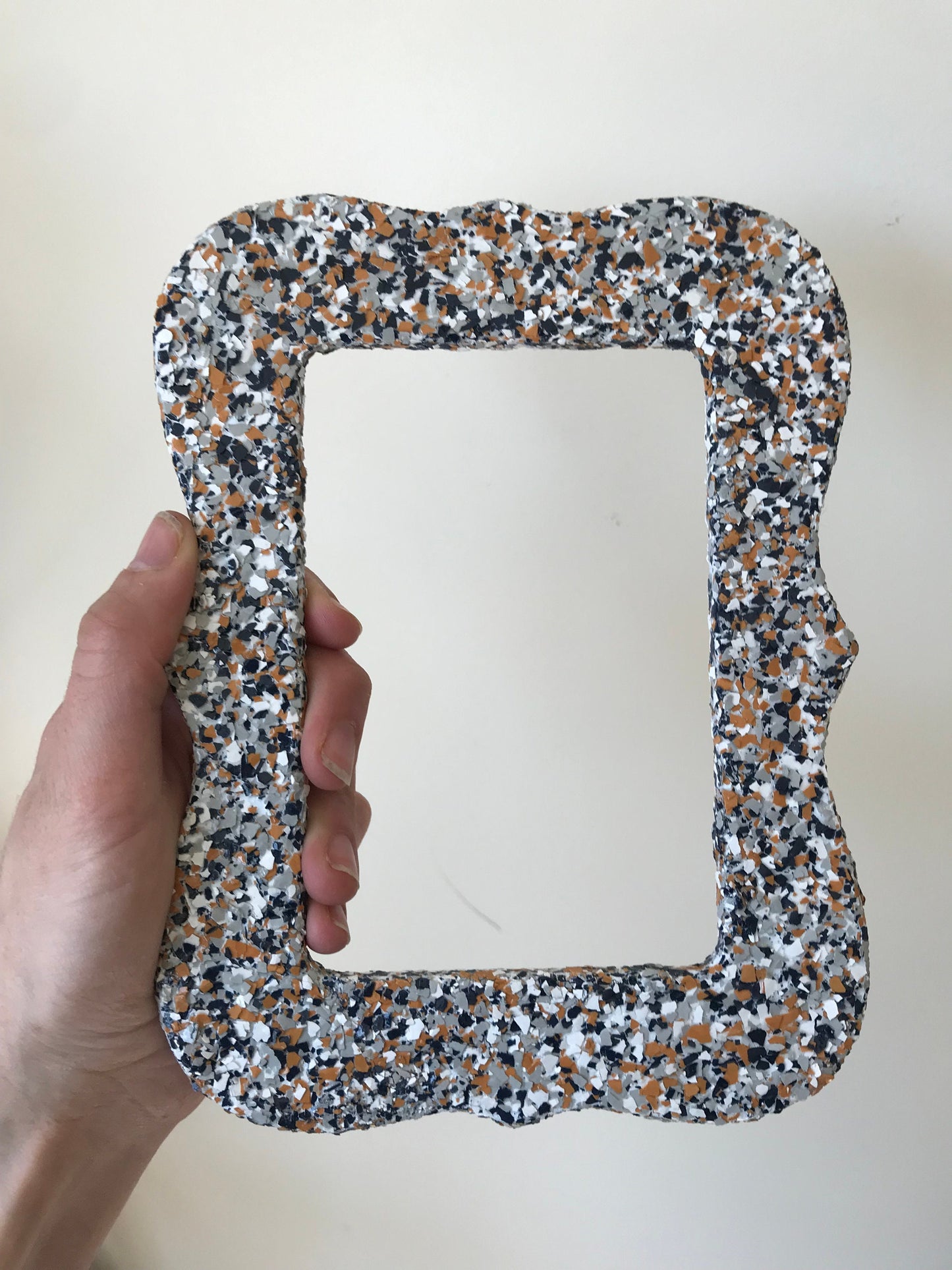 Wooden Curved Picture Frame with "Calico" Color Flake Texture