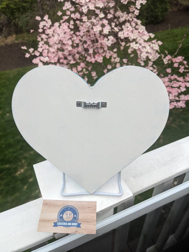 Koi Fish Pyrography w/ Acrylics, Heart-Shaped Canvas, Desk/Wall Art