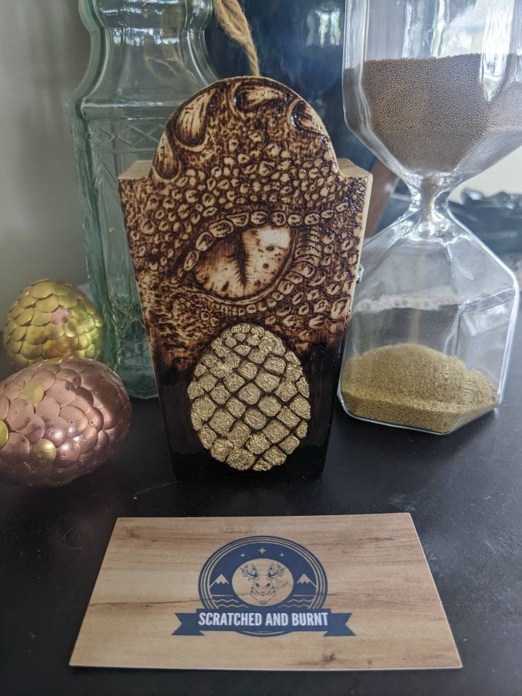 Coffin-Shaped Wooden Box Featuring Dragon Eye and Egg Art