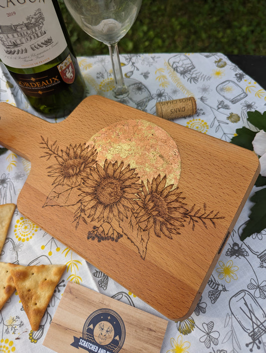 Sunflowers Wood-Burned Cutting Board Art