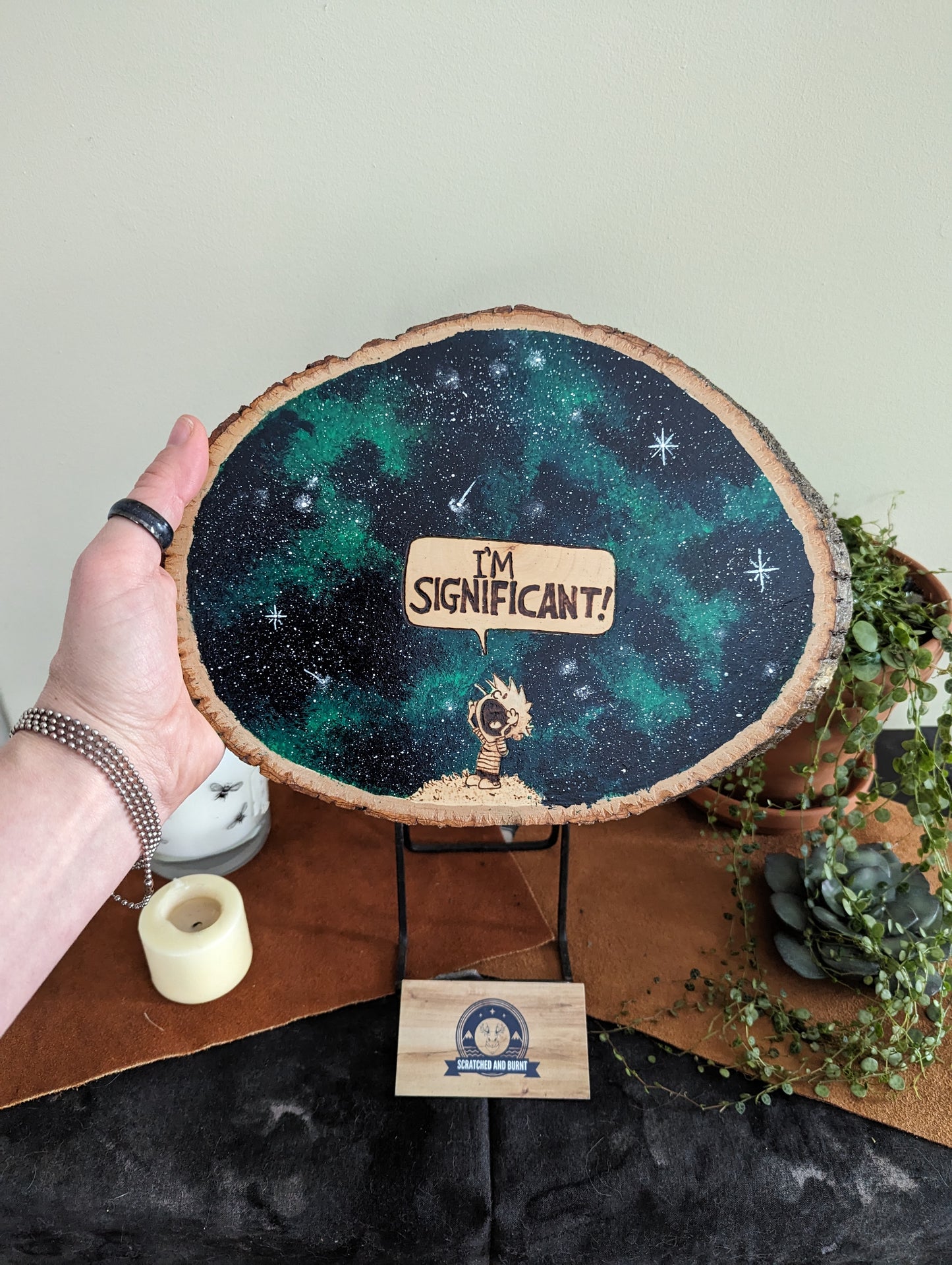 Calvin and Hobbes 'I'm Significant!' Pyrography on Wood Canvas