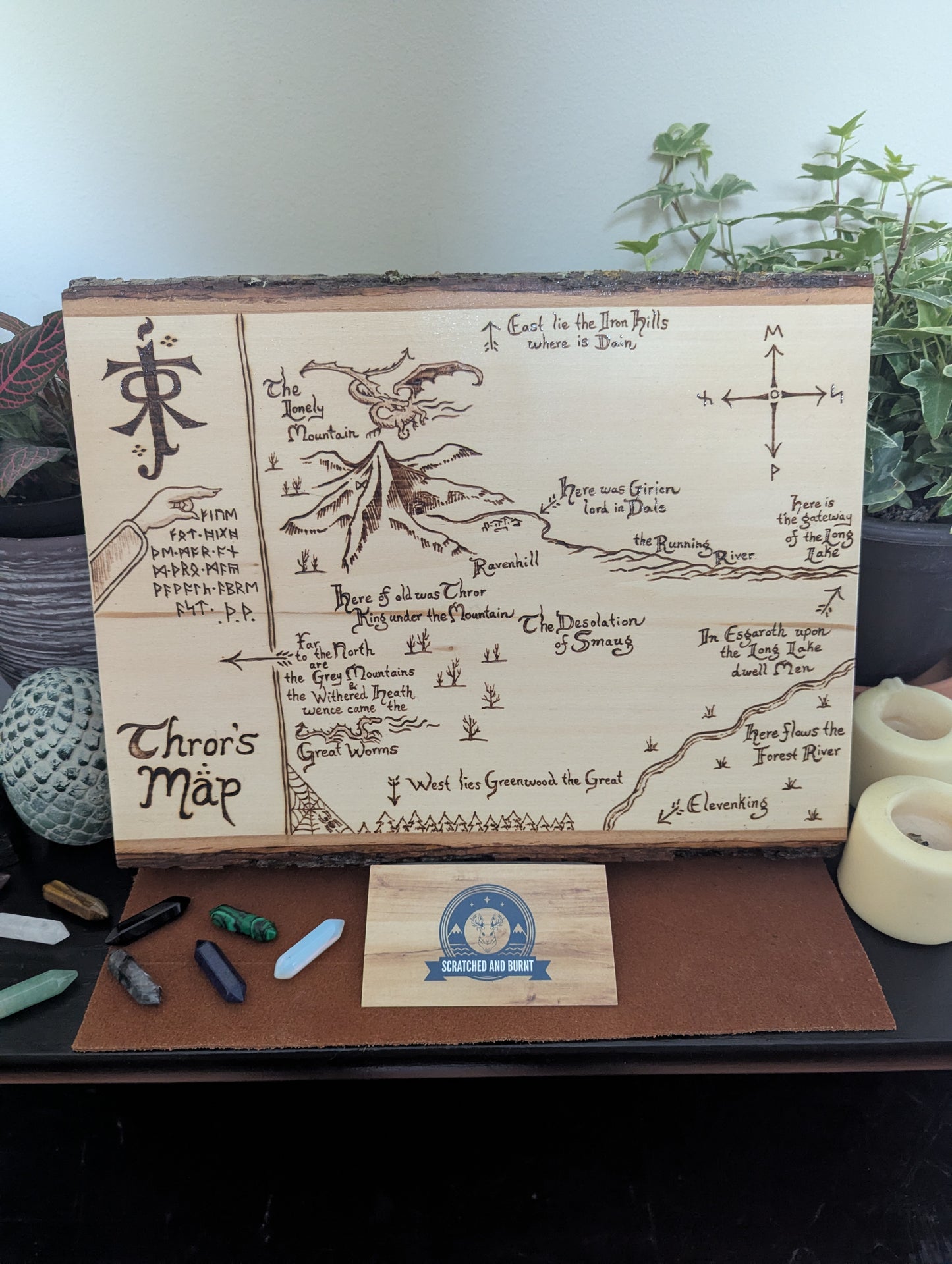 'Thror's Map' The Hobbit Map, Pyrography, Desk/Wall Art