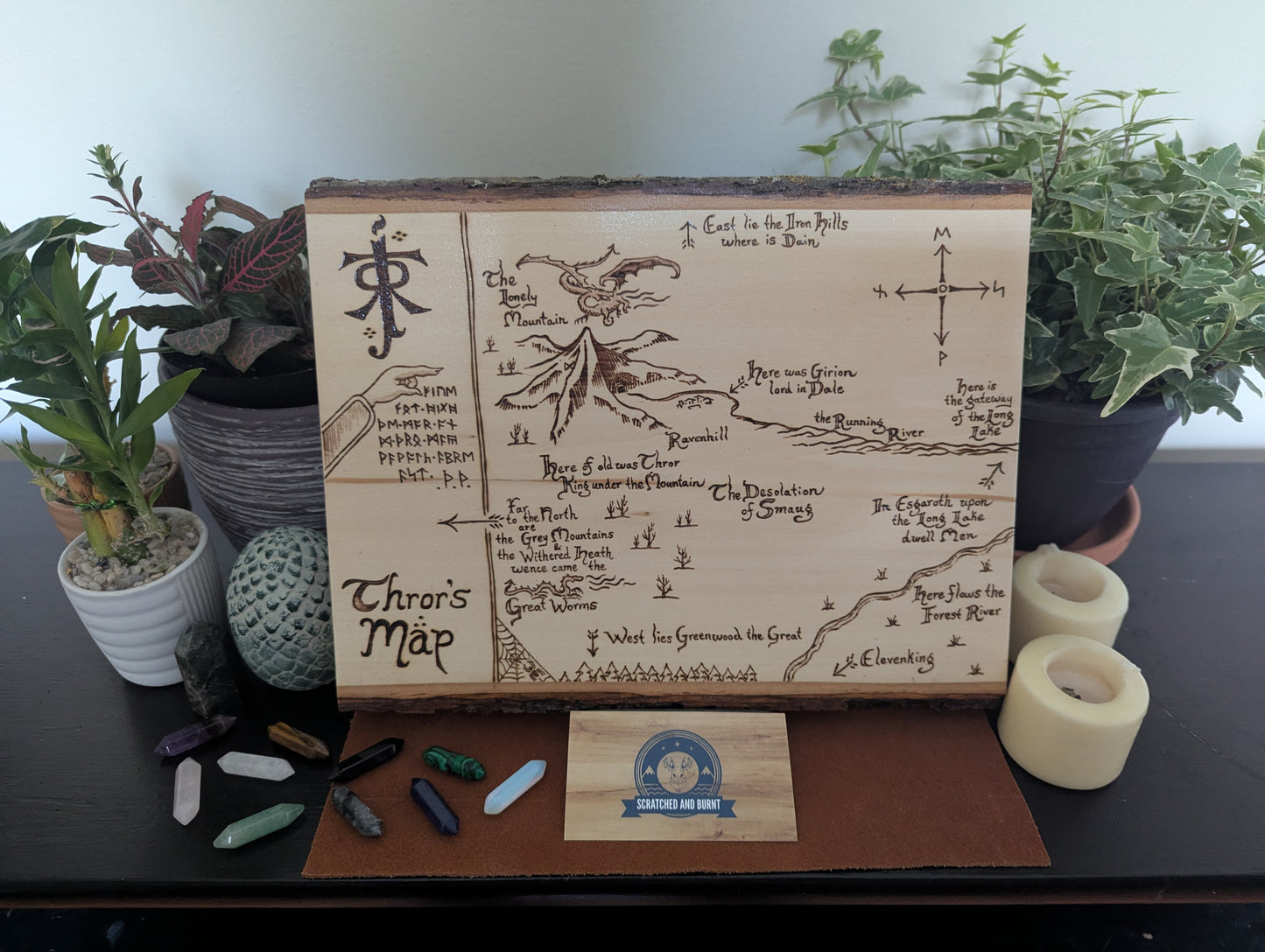 'Thror's Map' The Hobbit Map, Pyrography, Desk/Wall Art