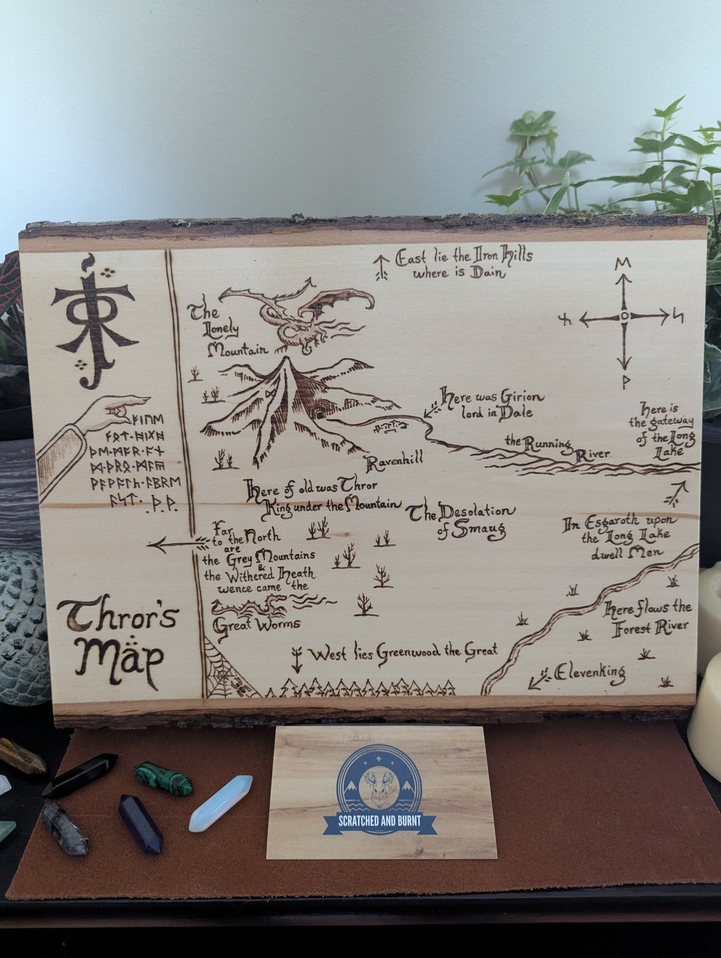 'Thror's Map' The Hobbit Map, Pyrography, Desk/Wall Art