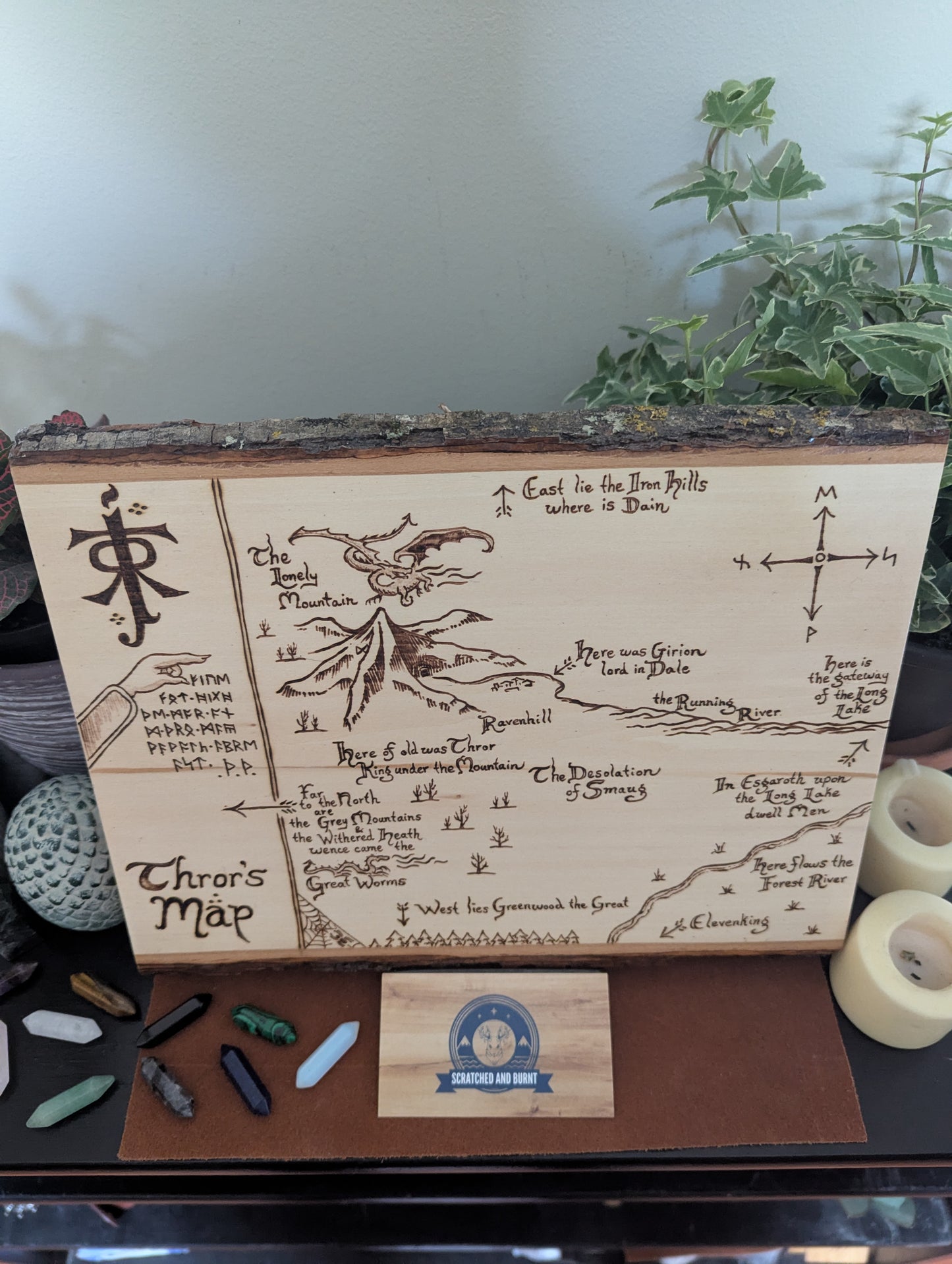 'Thror's Map' The Hobbit Map, Pyrography, Desk/Wall Art