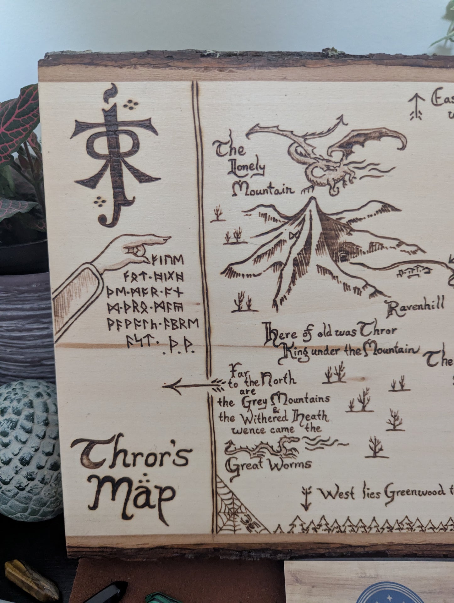 'Thror's Map' The Hobbit Map, Pyrography, Desk/Wall Art