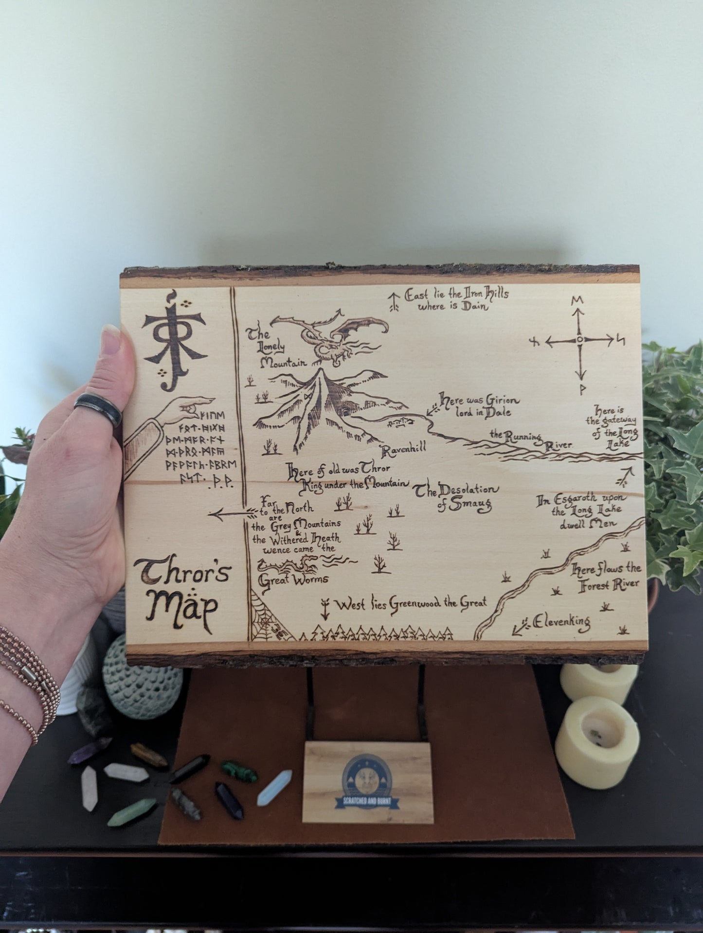 'Thror's Map' The Hobbit Map, Pyrography, Desk/Wall Art