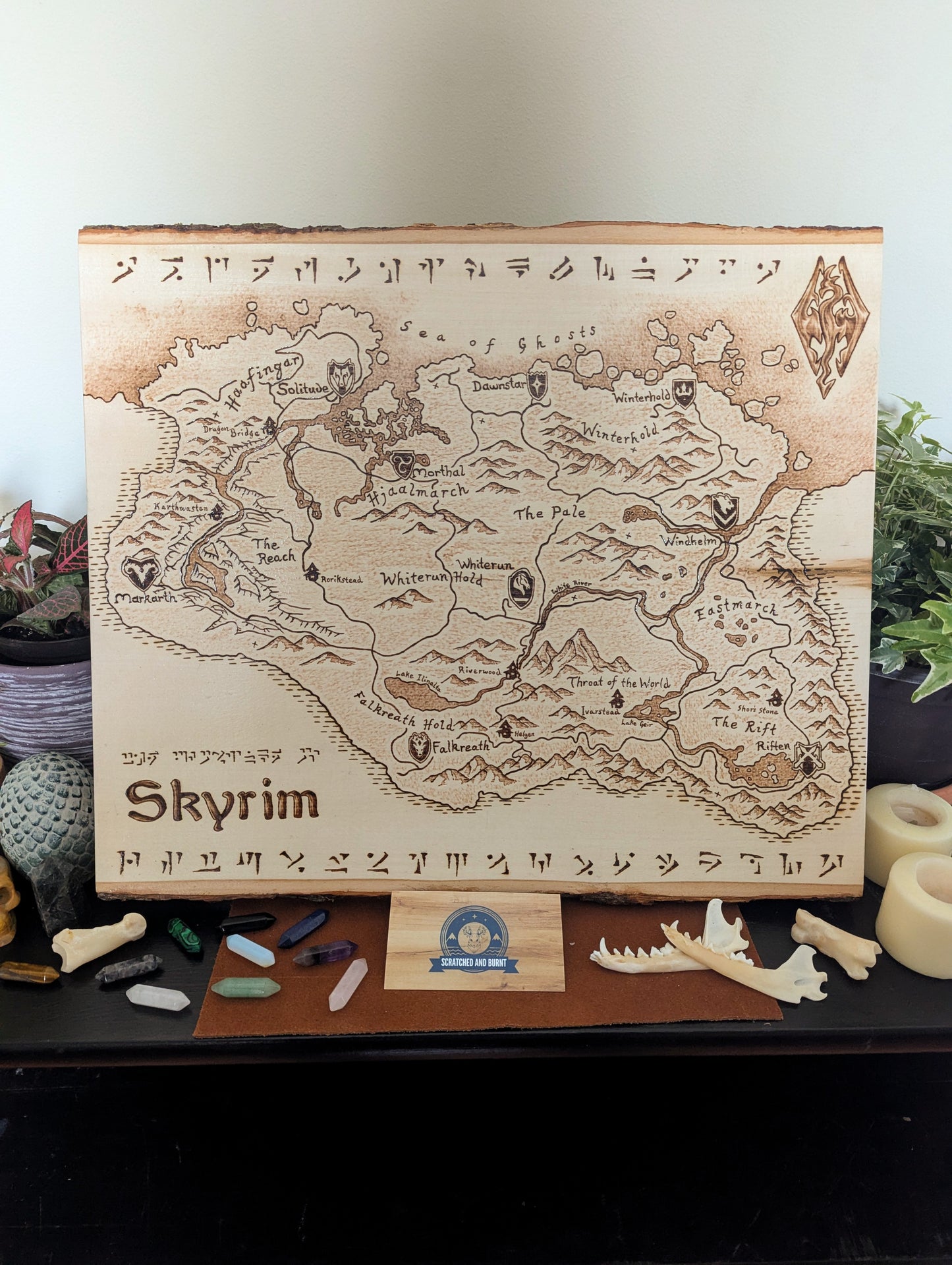 'Province of Skyrim,' Pyrography Map Desk/Wall Art Large