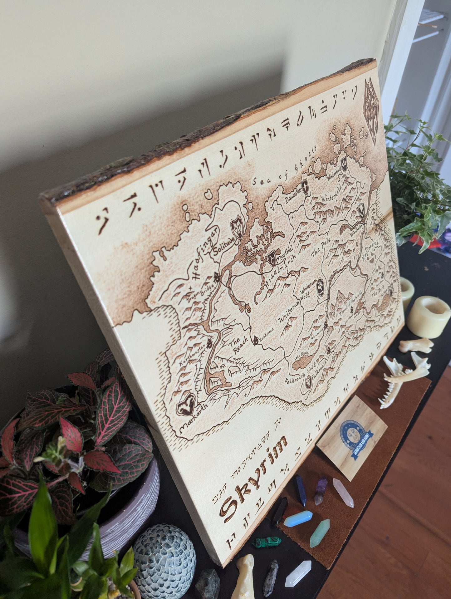 'Province of Skyrim,' Pyrography Map Desk/Wall Art Large