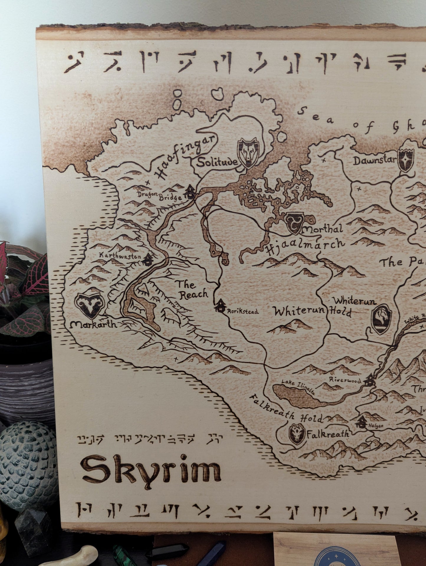 'Province of Skyrim,' Pyrography Map Desk/Wall Art Large