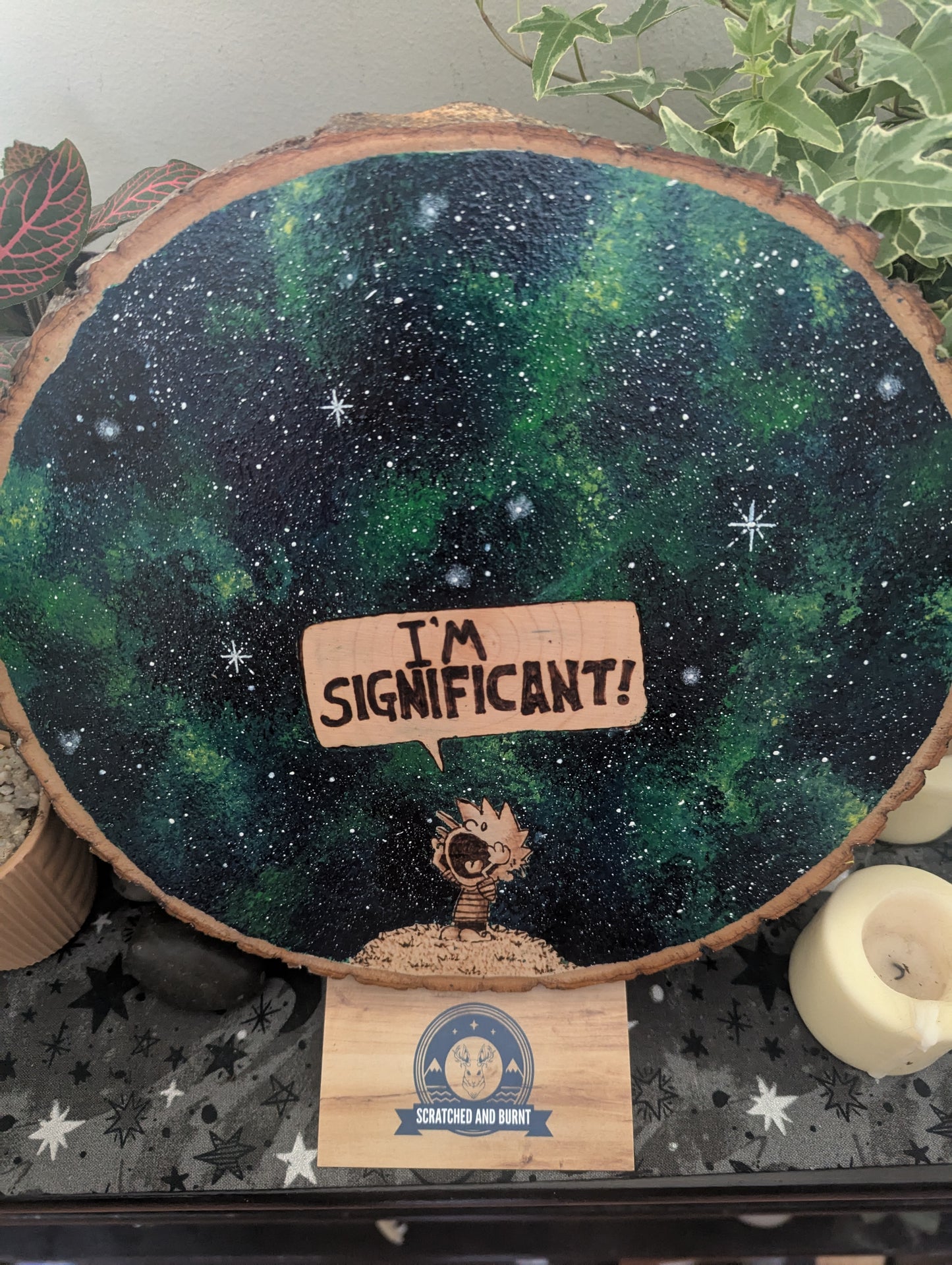 Calvin and Hobbes 'I'm Significant!' Pyrography on Wood Canvas