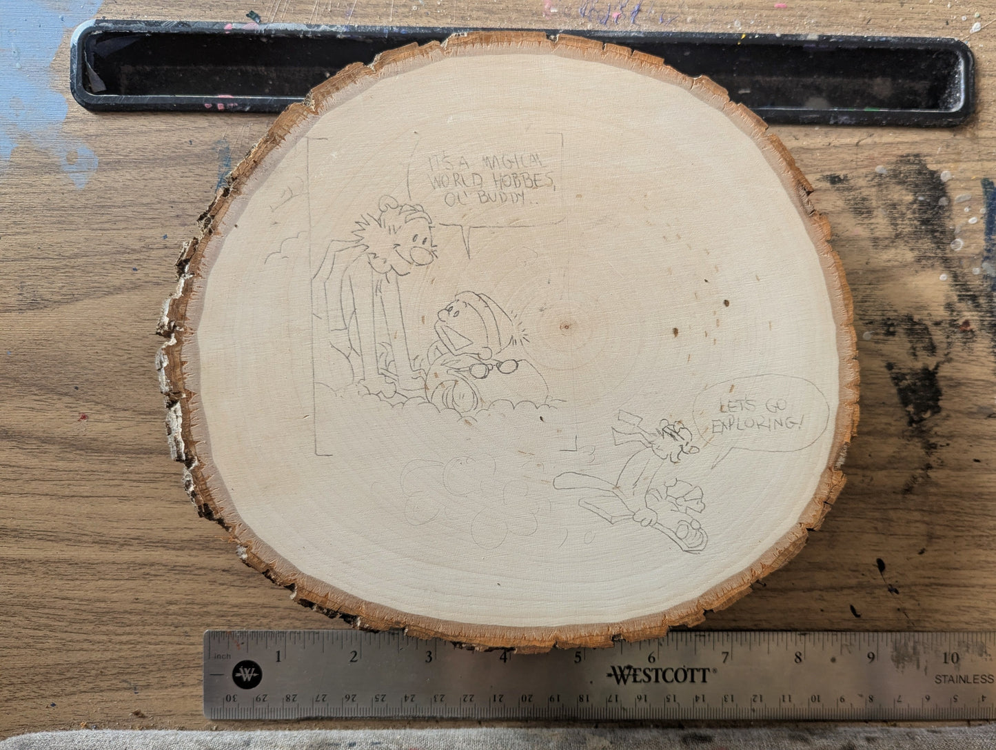 Custom Piece, C & H 'Let's Go Exploring!' Pyrography w/  Watercolors on Basswood