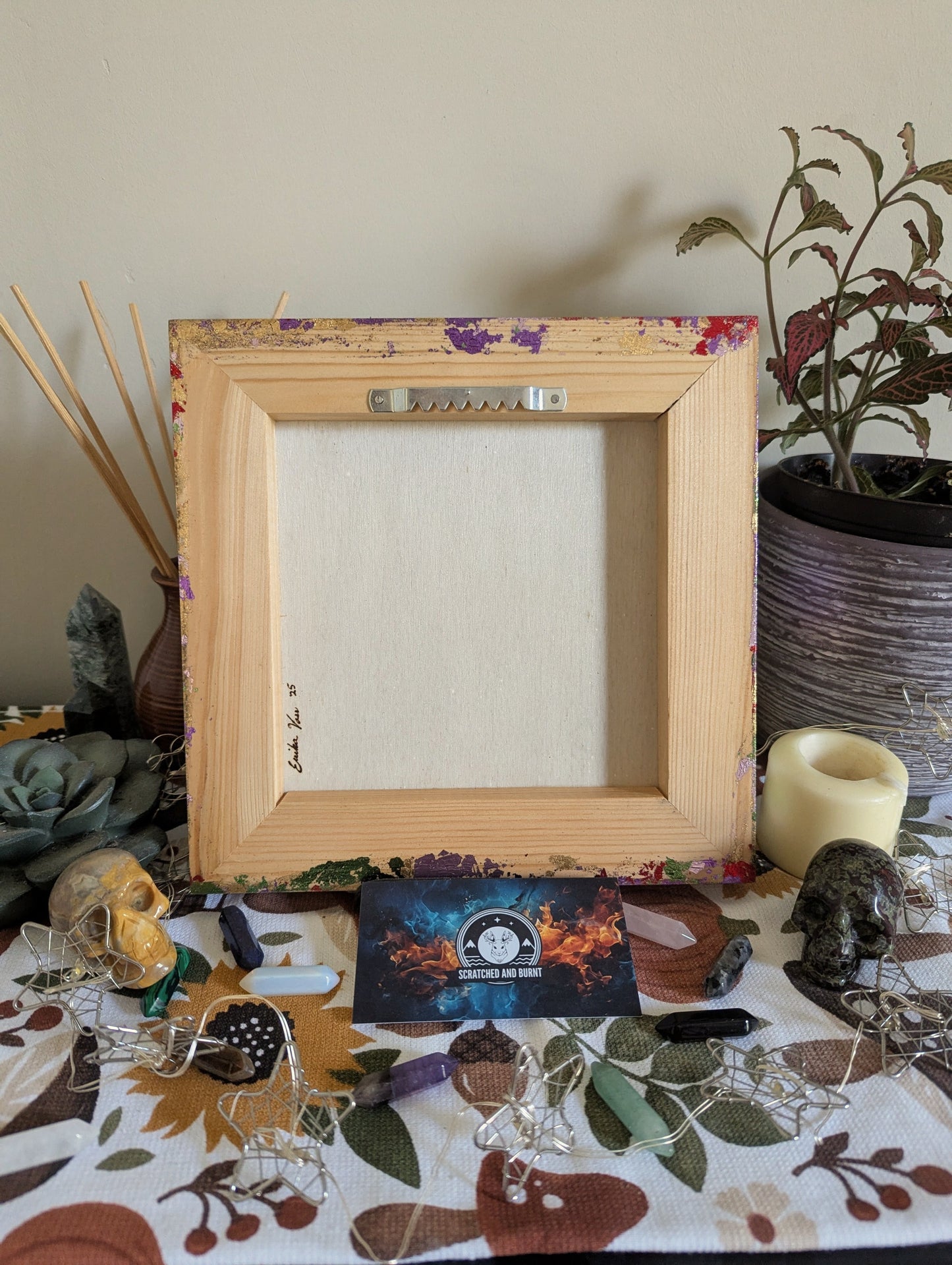 Many Have Eaten Here, Few Have Died w/ Poison Apple, Pyrography with Watercolors, on Wood, Wall/ Desk Art