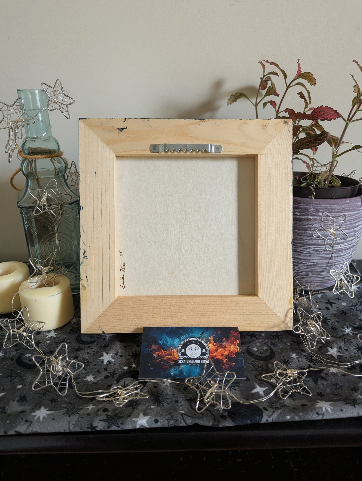 Alien Abduction, Wendigo! Pyrography w/ Acrylics, Desk/Wall Art