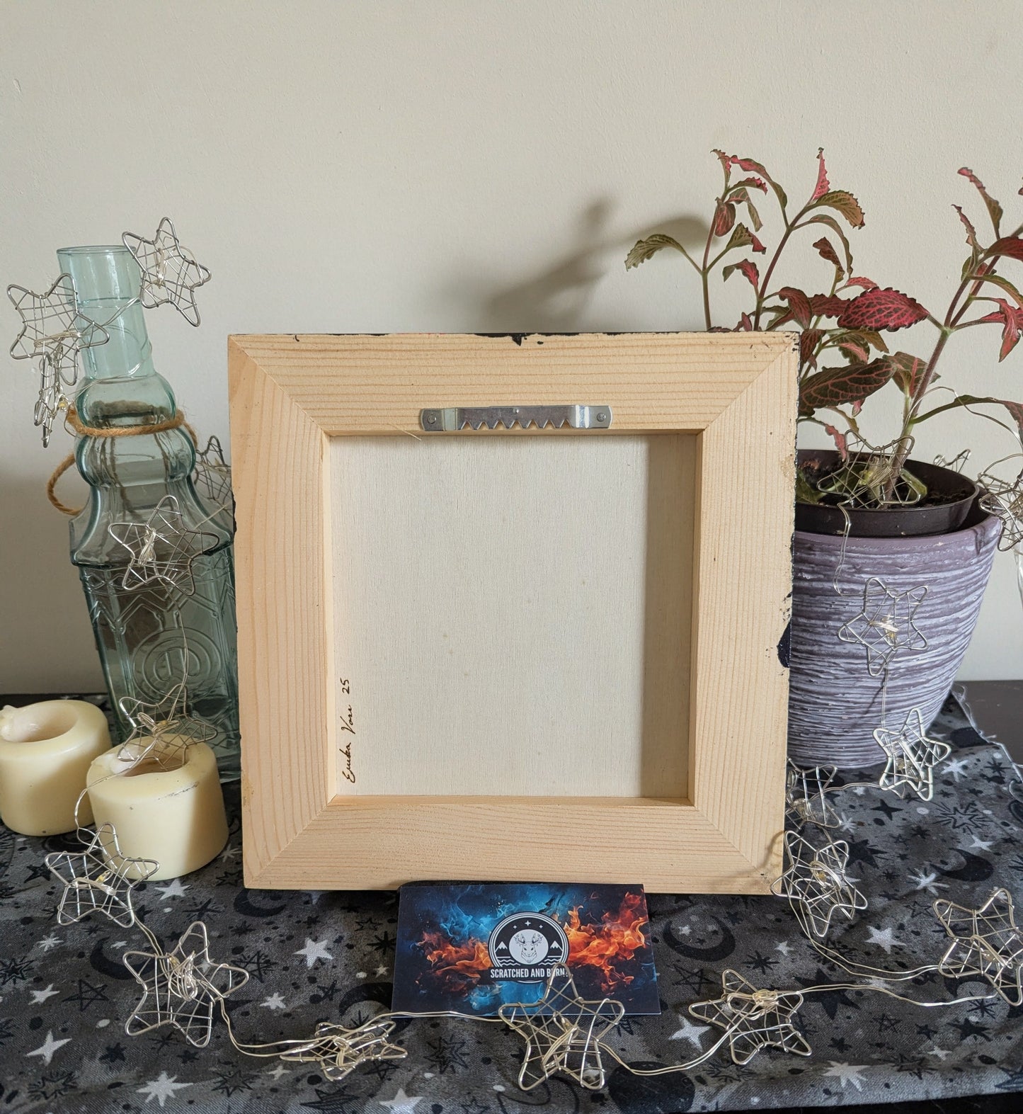 Alien Abduction, Tyrannosaurus Rex! Pyrography w/ Acrylics, Desk/Wall Art