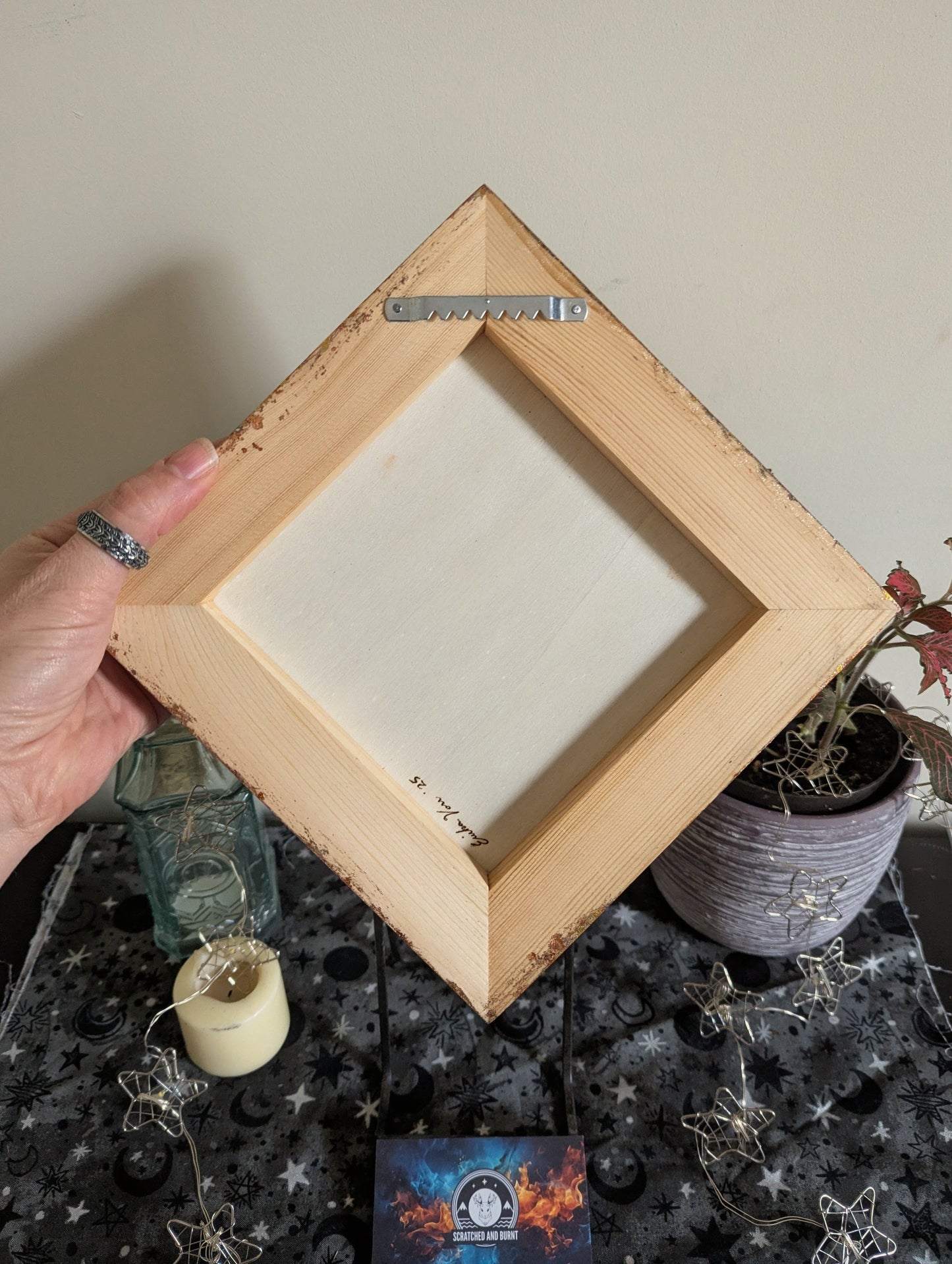 Cat - Xing Sign, Pyrography w/ Stain, Desk/Wall Art