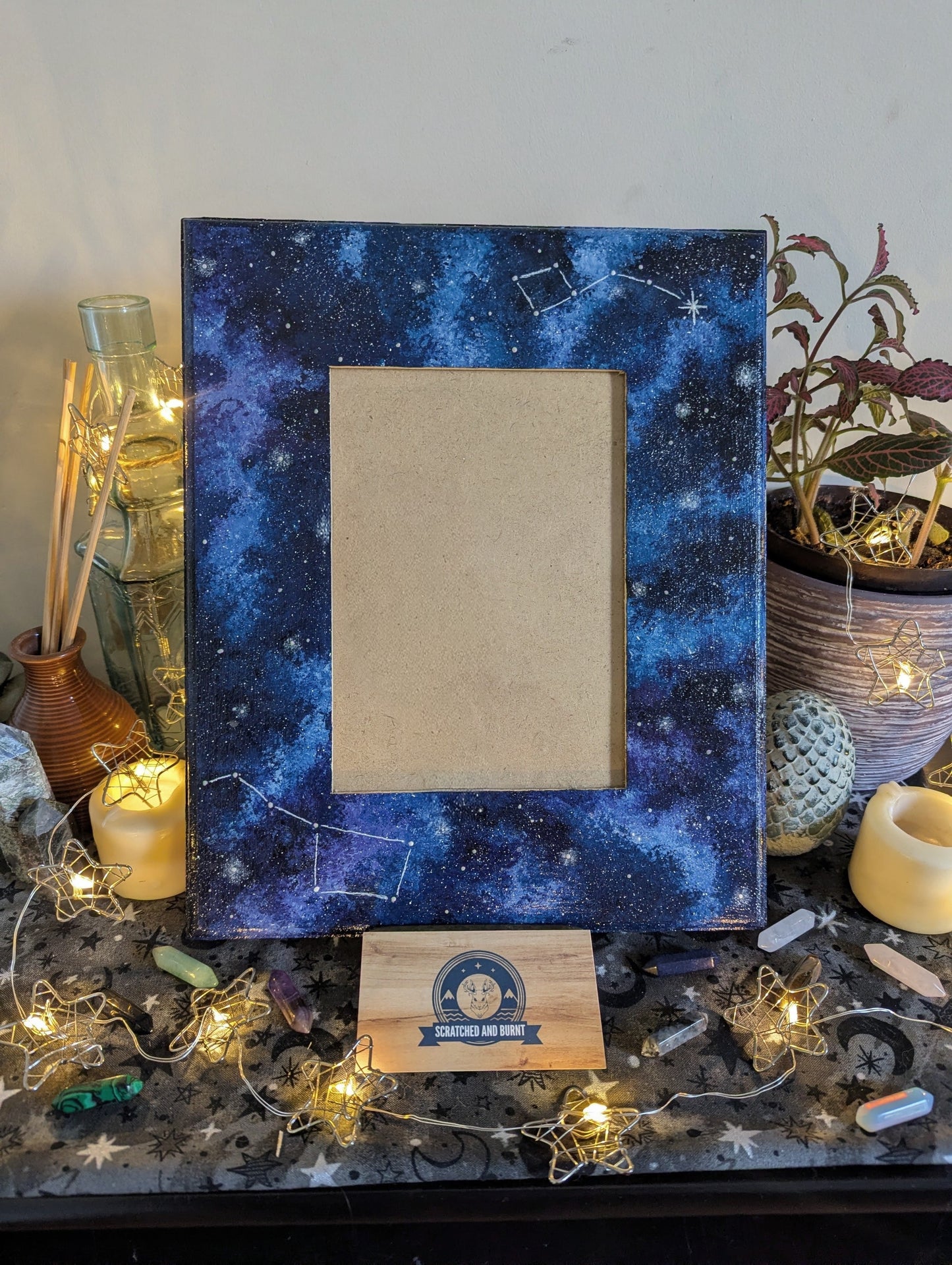 Ursa Major / Minor, Blue Galaxy Themed Picture Frame, Painted Acrylic