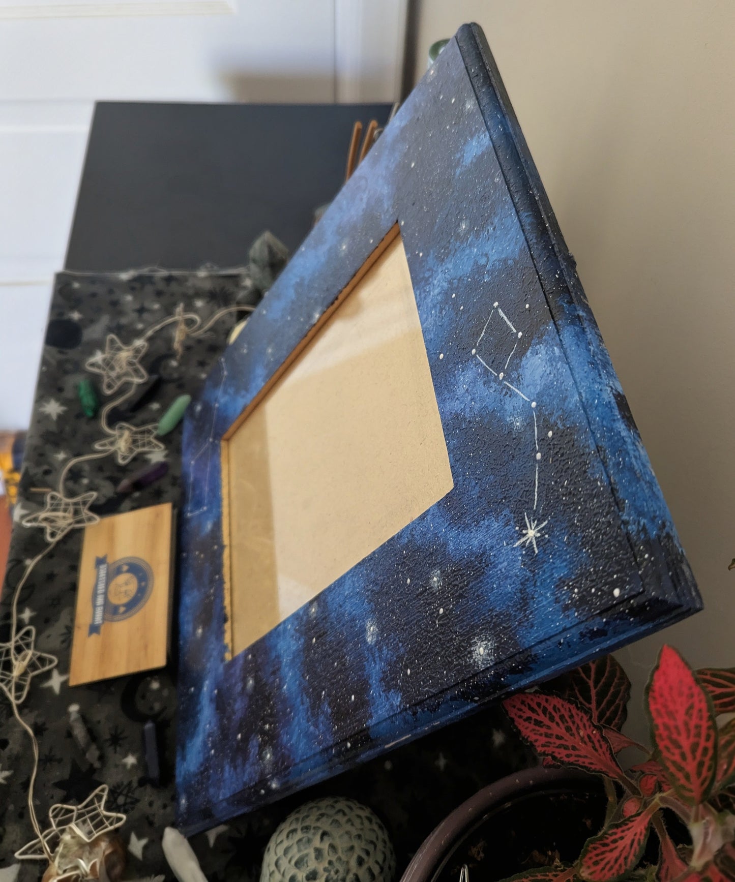 Ursa Major / Minor, Blue Galaxy Themed Picture Frame, Painted Acrylic