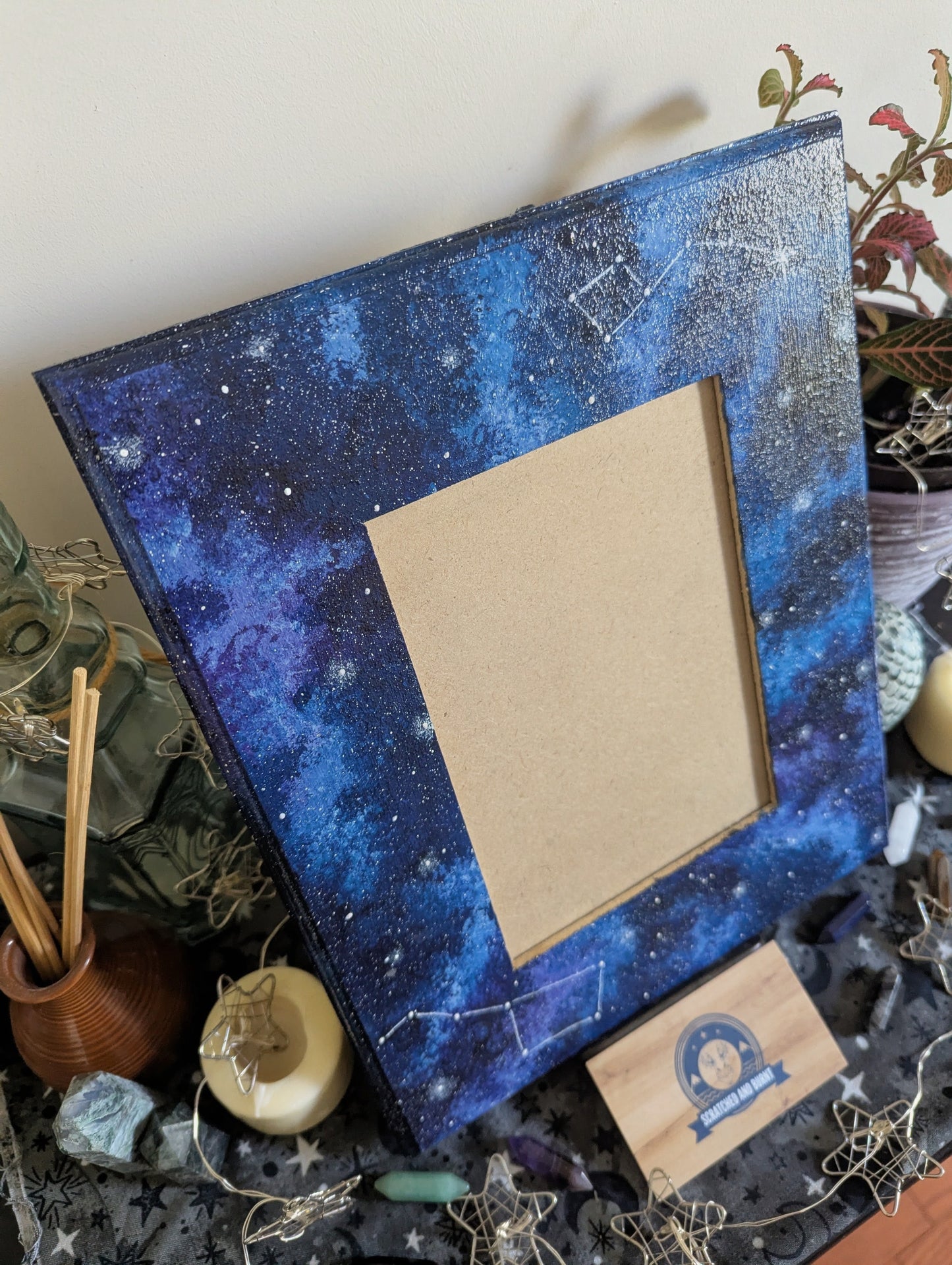 Ursa Major / Minor, Blue Galaxy Themed Picture Frame, Painted Acrylic